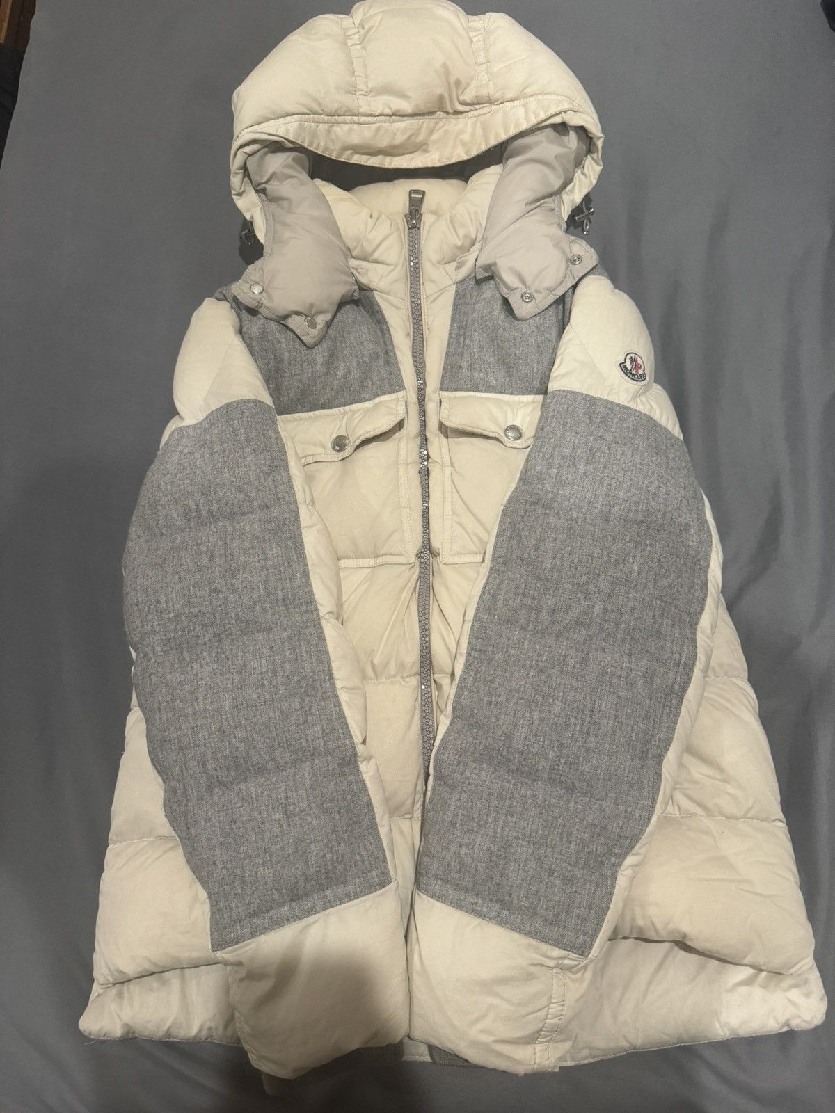 image of Moncler Dimier Giubbotto Down Wool Winter Heavy Jacket in Milk, Men's (Size Medium)