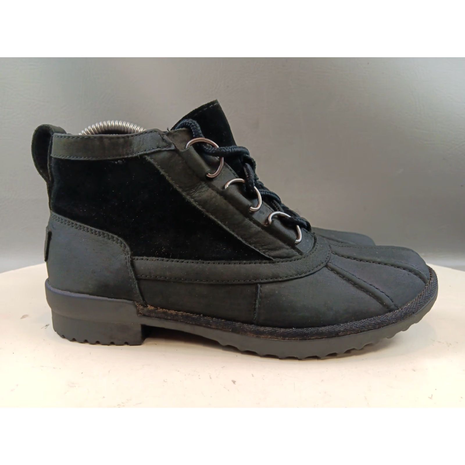 Ugg UGG Duck Boot Women 6.5 Black Leather Shearling Waterproof Lace Up Outdoor Boots Size US 7 / IT 37 - 7 Thumbnail