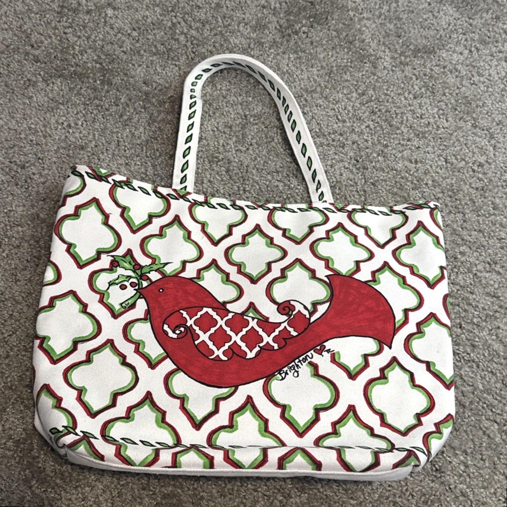 Brighton Brighton Joy Heart Dove Bird Graphic Canvas Tote Bag Women Christmas Bag Tote Size ONE SIZE - 2 Thumbnail