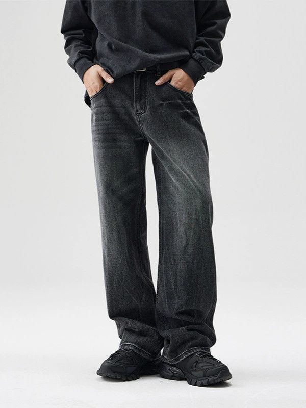 Jean Men's loose straight distressed washed wide-leg jeans Size US 32 / EU 48 - 1 Thumbnail