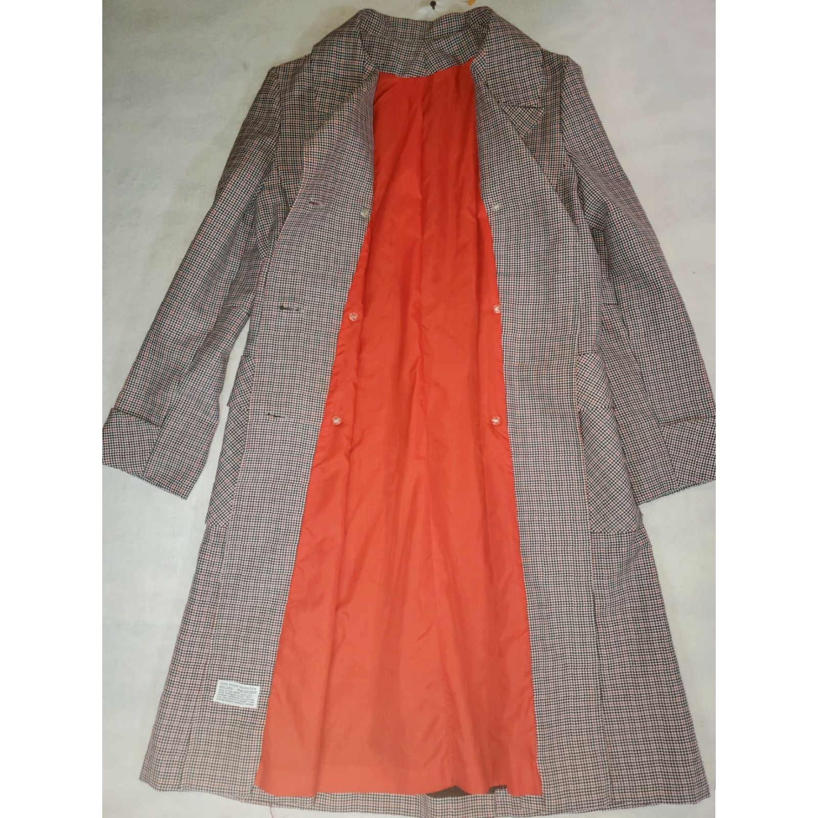 Vintage VINTAGE Cream Overcoat Women Long Houndstooth Red Gray Size L Size L / US 10 / IT 46 - 7 Thumbnail