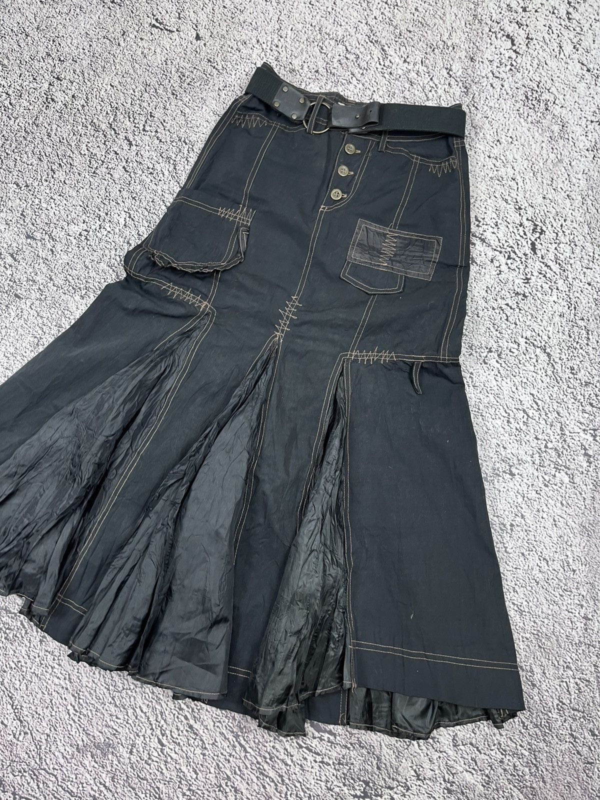 Japanese Brand VTG Cyber Y2K Patchwork Maxi Skirt Goth Grunge Avant-Garde Size 25" / US 0 / IT 36 - 3 Thumbnail