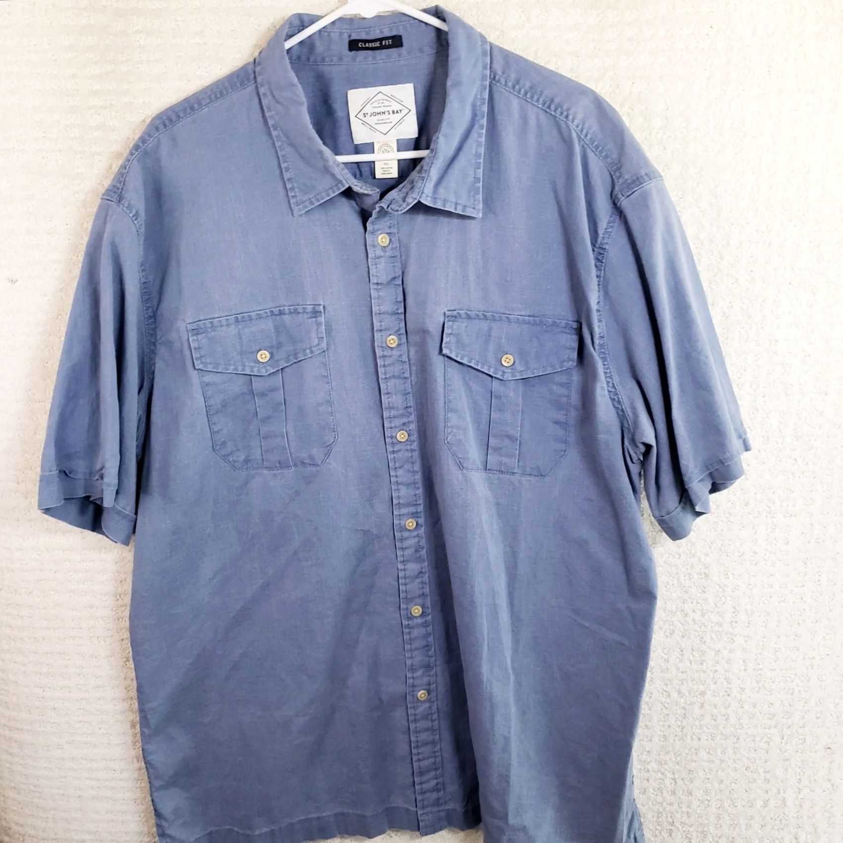 Vintage St. John’s Bay Shirt Denim Chambray Blue Short Sleeve Button-Up Pocket Buttons Mens XXL Regular Size 2XL Suitable for Fall Spring Men Size US XXL / EU 58 / 5 - 2 Thumbnail