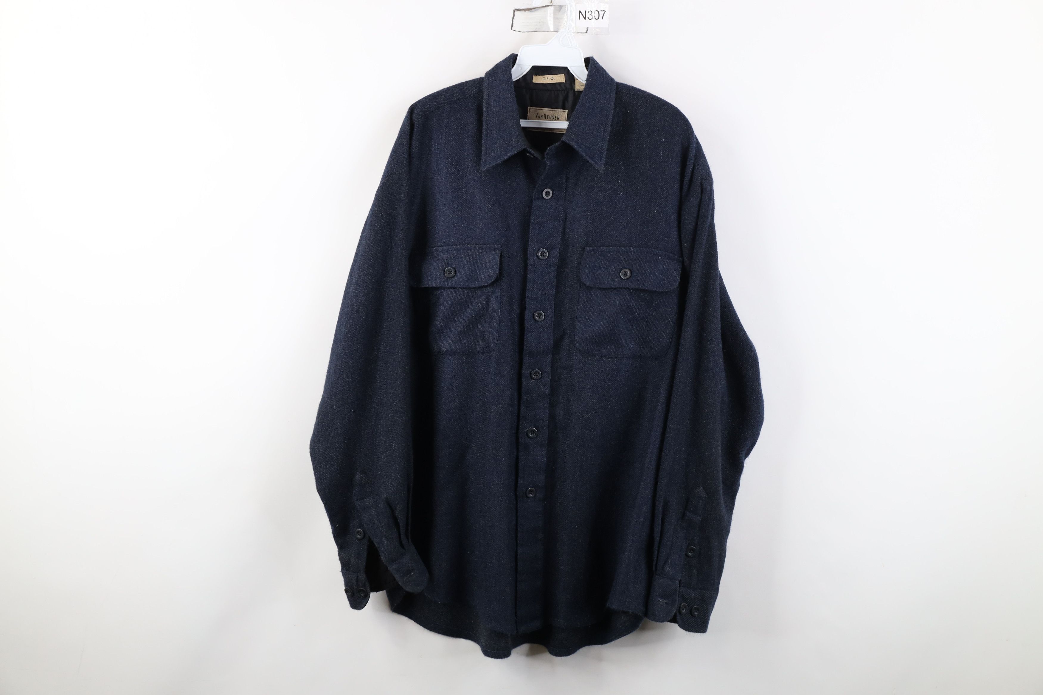 Vintage Vintage 90s Streetwear Wool Blend CPO Button Shirt Blue Size US M / EU 48-50 / 2 - 1 Thumbnail