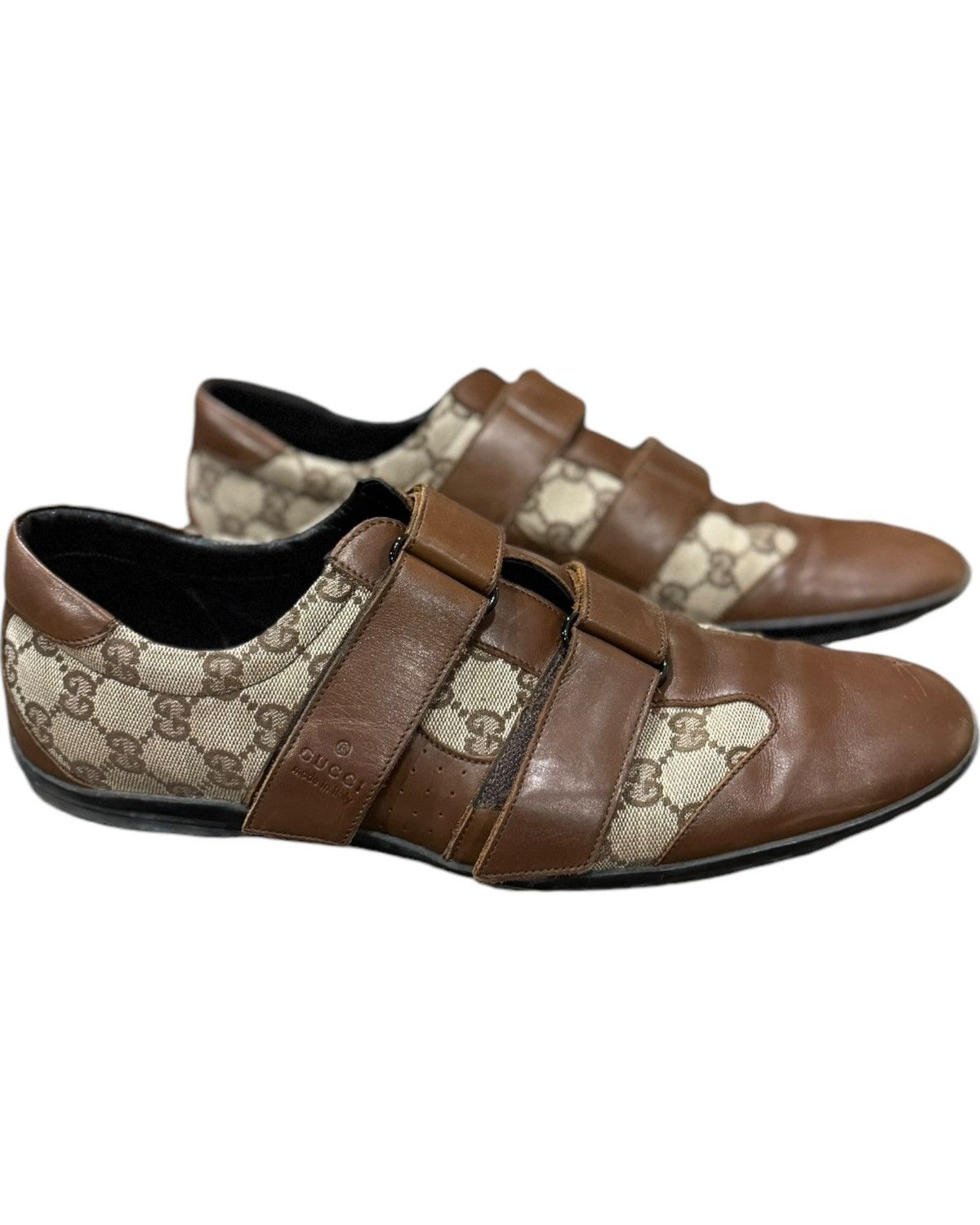 Gucci Gucci Vintage Velcro Monogram Canvas and Leather Shoes Size US 10 / EU 43 - 1 Thumbnail