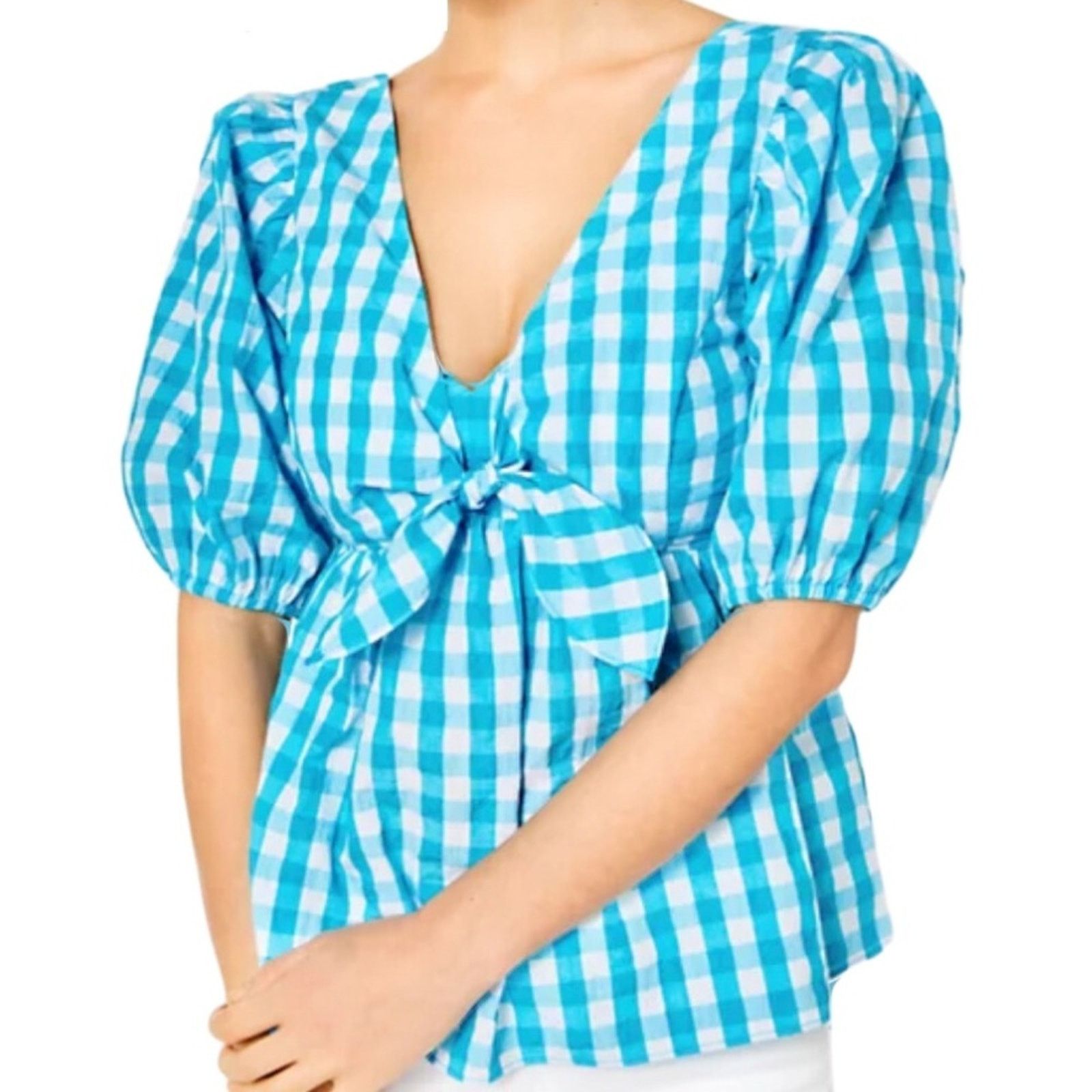 Lilly Pulitzer Lilly Pulitzer Sarafina Gingham Babydoll Women's Blouse Size L / US 10 / IT 46 - 1 Thumbnail