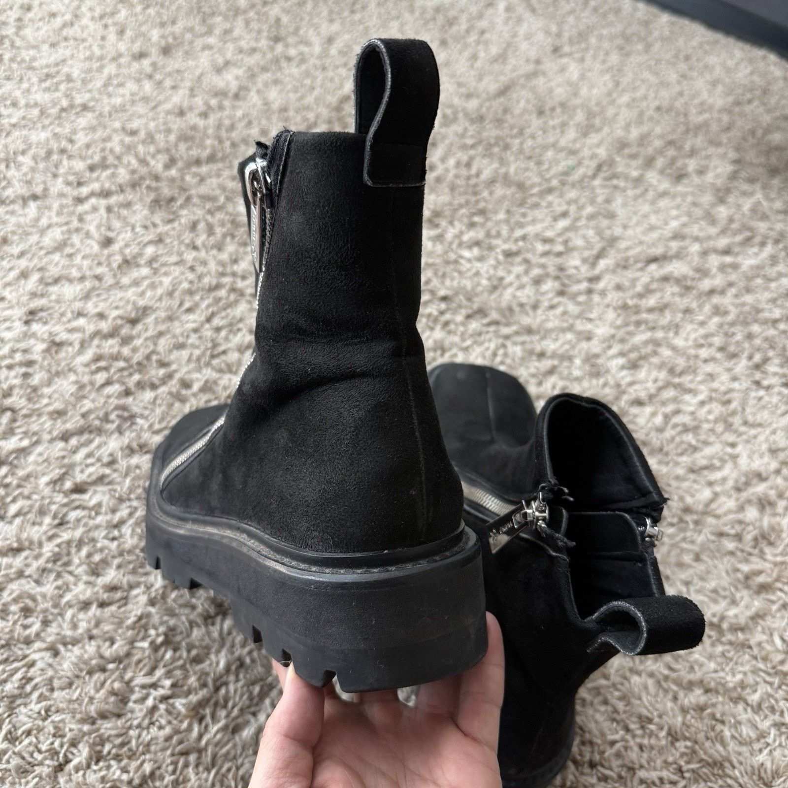 GmbH GmbH Selim Biker Boots Black Suede Double Zip Square Size 43 Size US 9.5 / EU 42-43 - 7 Thumbnail