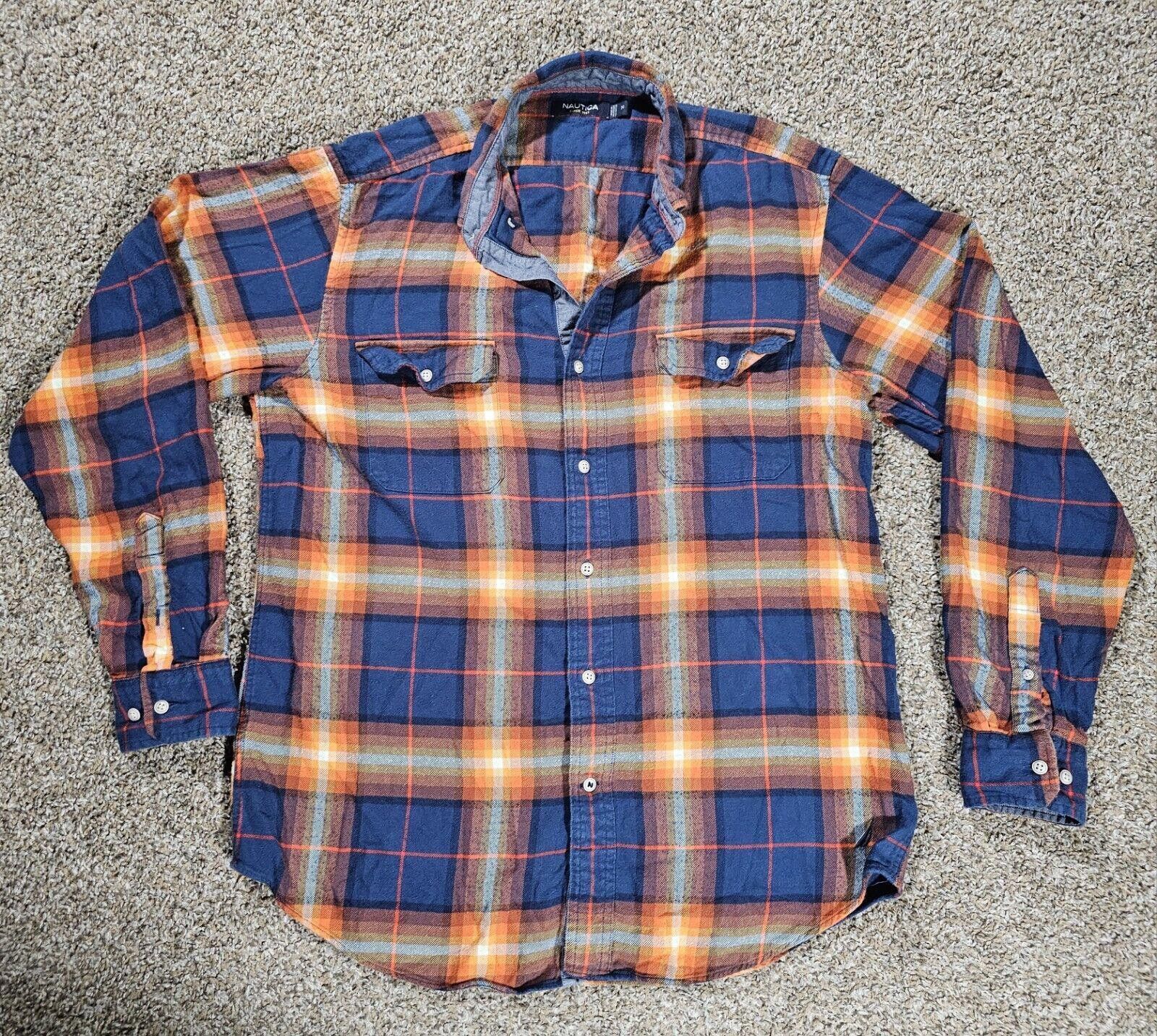 Nautica Nautica Long Sleeve Button Up Flannel Shirt Orange Blue M Size US M / EU 48-50 / 2 - 1 Thumbnail