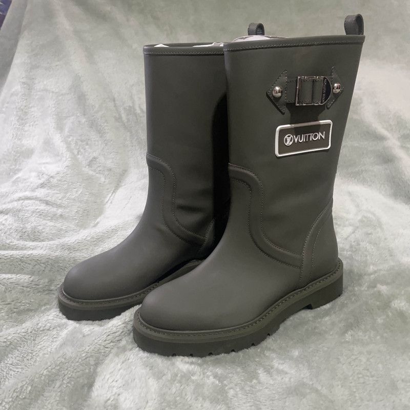 Louis Vuitton Louis Vuitton Khaki Green High Top Leather Boots 0079 Size US 5 / IT 35 - 1 Thumbnail