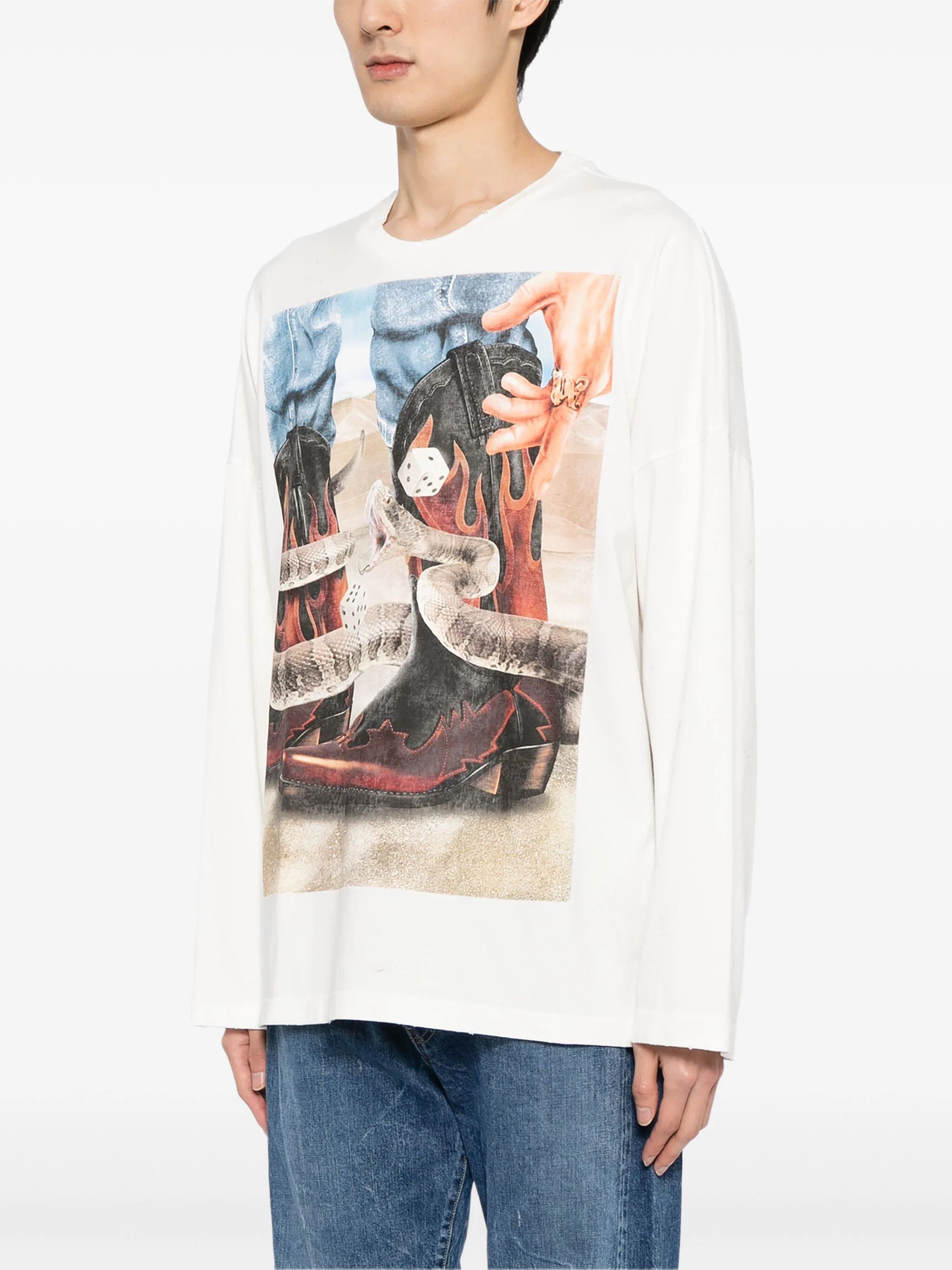 Palm Angels os11x0824 Long Sleeve T-Shirt in White Size US XL / EU 56 / 4 - 3 Thumbnail