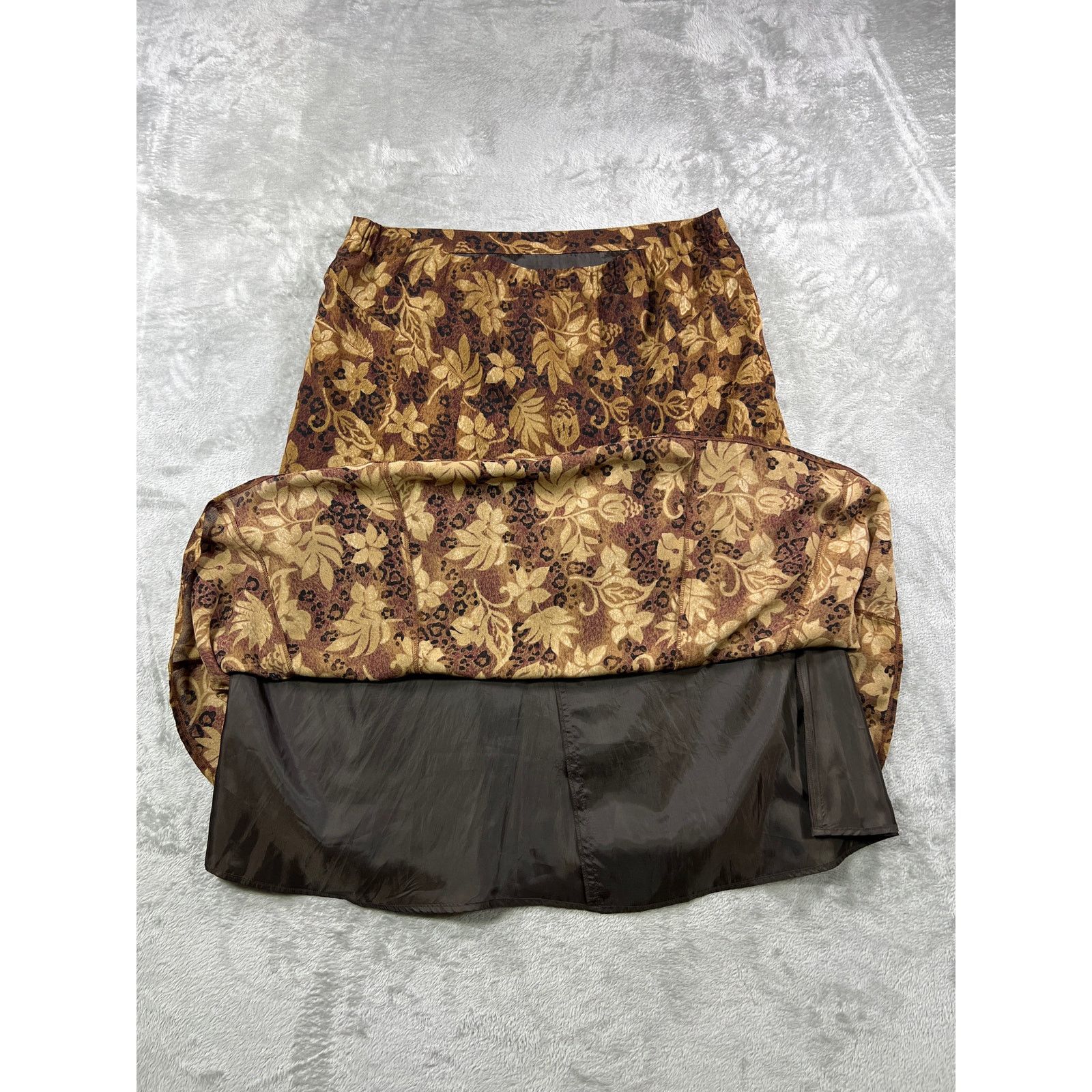 Other Brown Floral Leopard Midi Skirt 18 Boho Earth Tone A Line Size 40" / US 18 - 9 Thumbnail