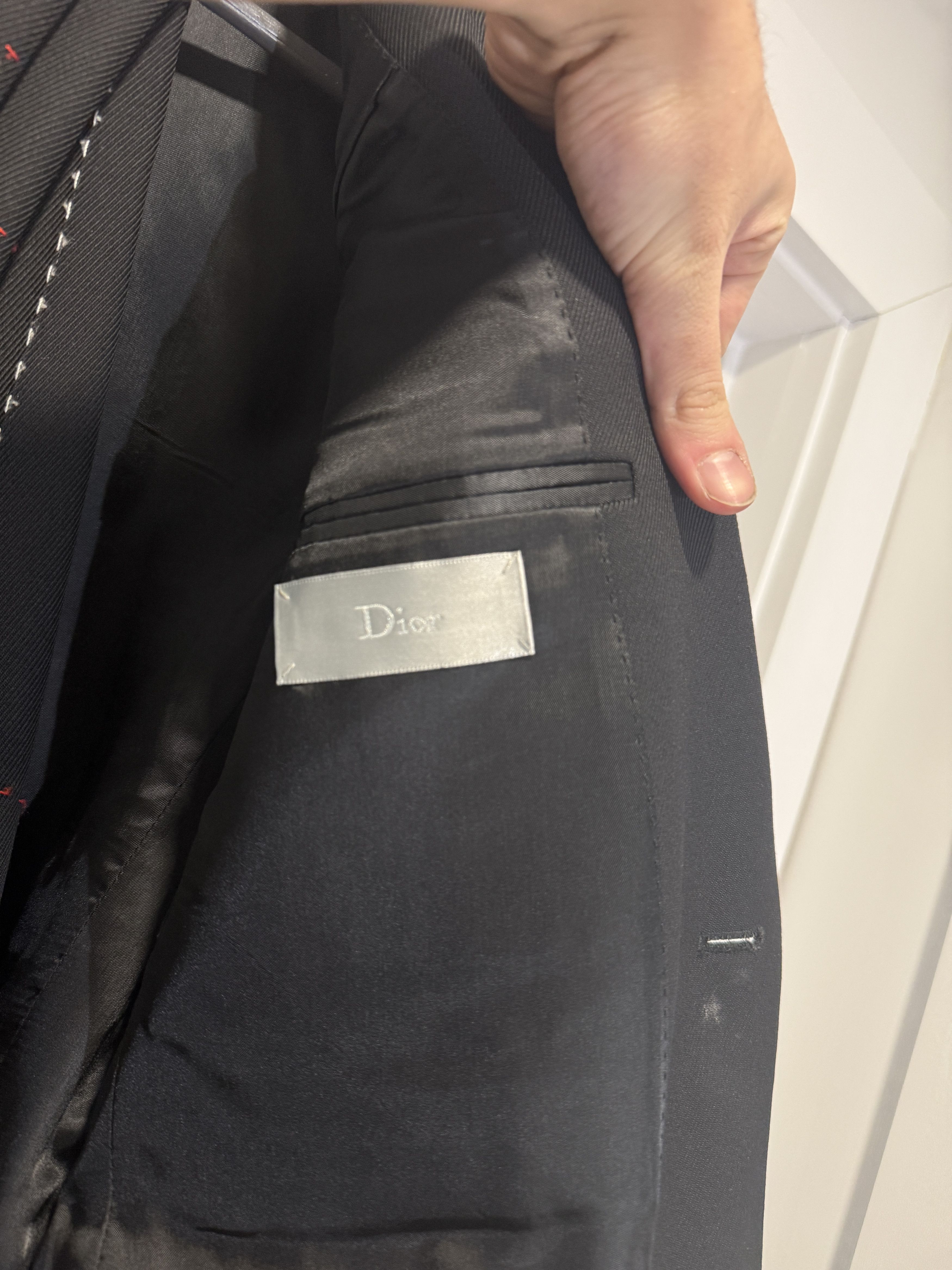 Dior Basting Stitch Suit Size 48R - 8 Thumbnail