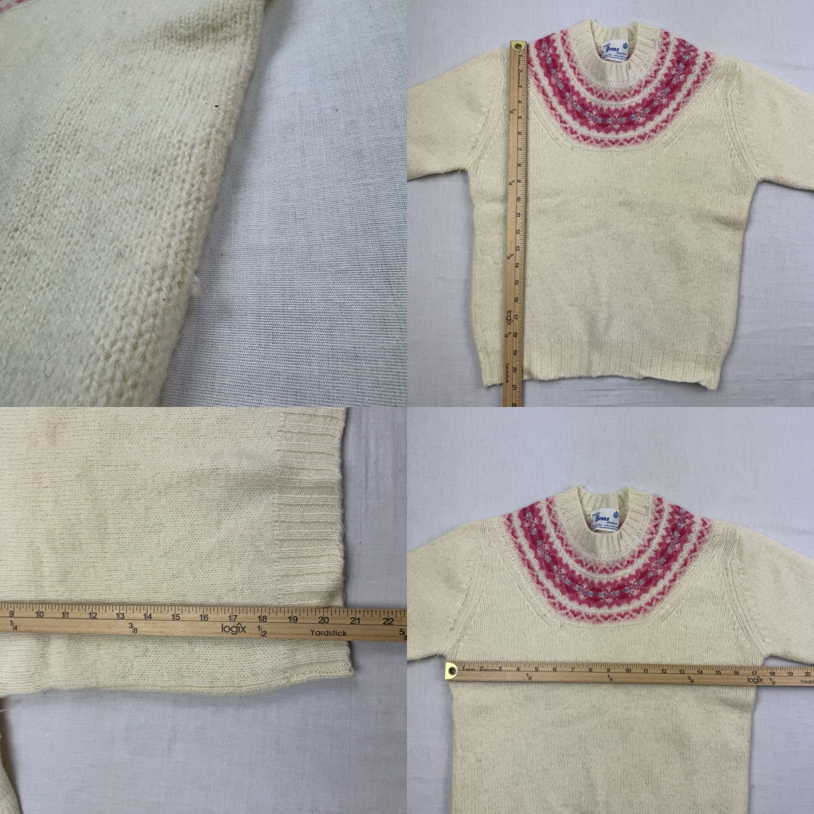 Vintage VINTAGE Deans Of Scotland Sweater Womens 38 Cream 1970s 100% Wool Shetland Size S / US 4 / IT 40 - 8 Thumbnail
