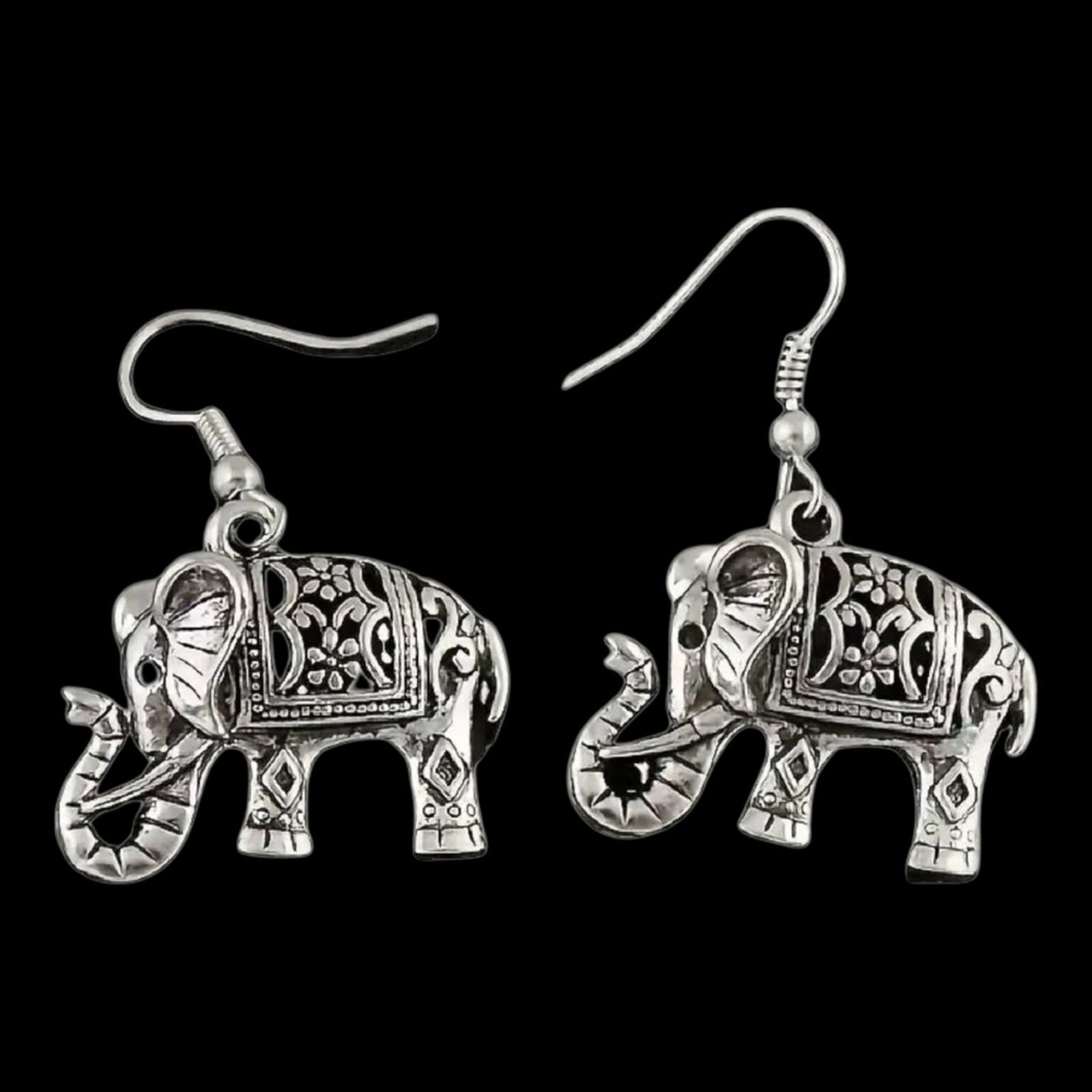 Other Intricate Silver Elephant Earrings - Animal Statement Boho Size ONE SIZE - 1 Thumbnail