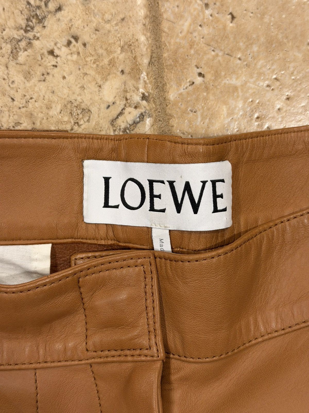 Loewe Loewe Pantalon Broncead Calfskin Leather Tan Trouser Pants Size US 33 - 8 Thumbnail