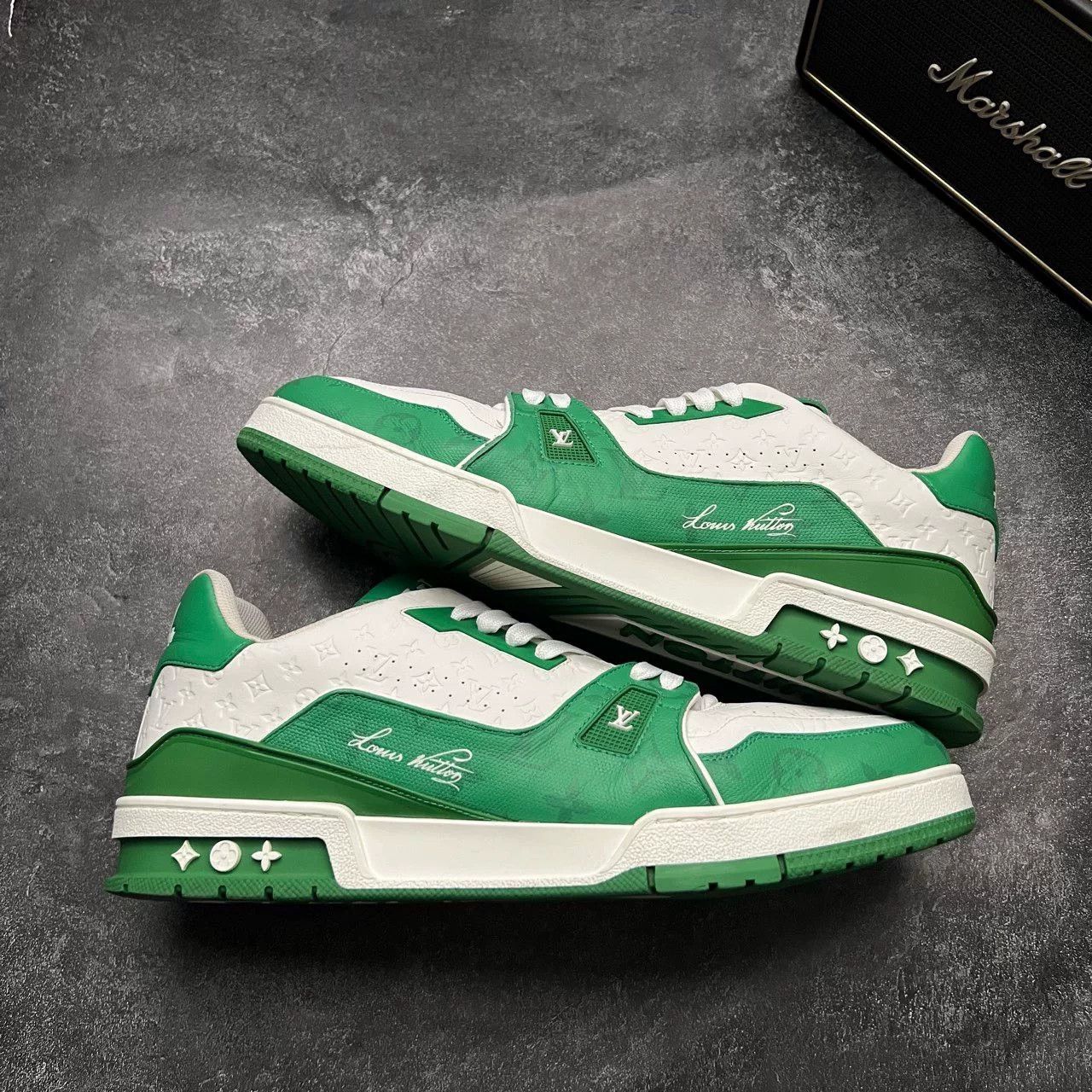 Louis Vuitton Louis Vuitton Training Green Lowtop Sneakers 12 Men Size US 12 / EU 45 - 1 Thumbnail