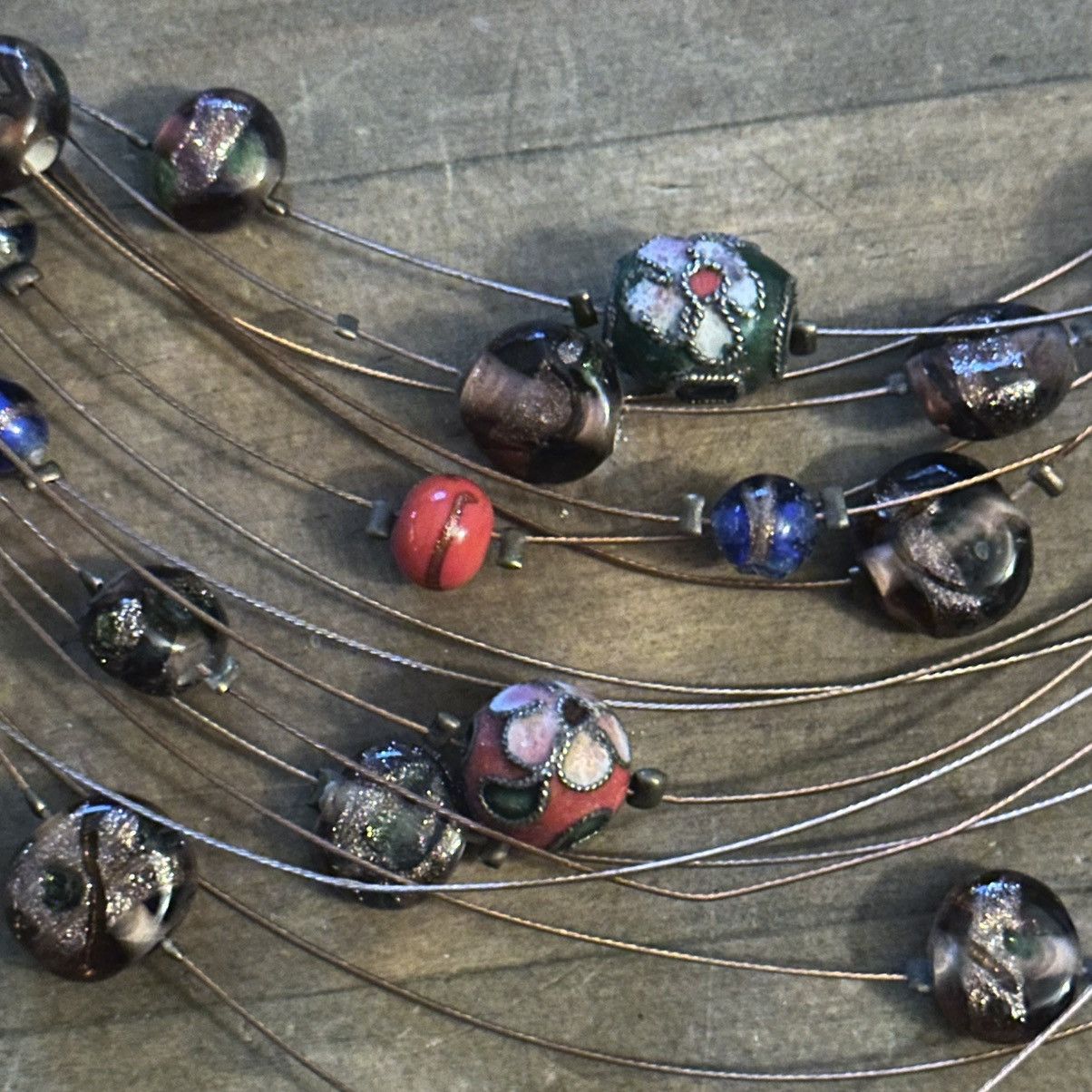 Other Multi layered cloisonné and Murano glass bead wire necklace Size ONE SIZE - 3 Thumbnail