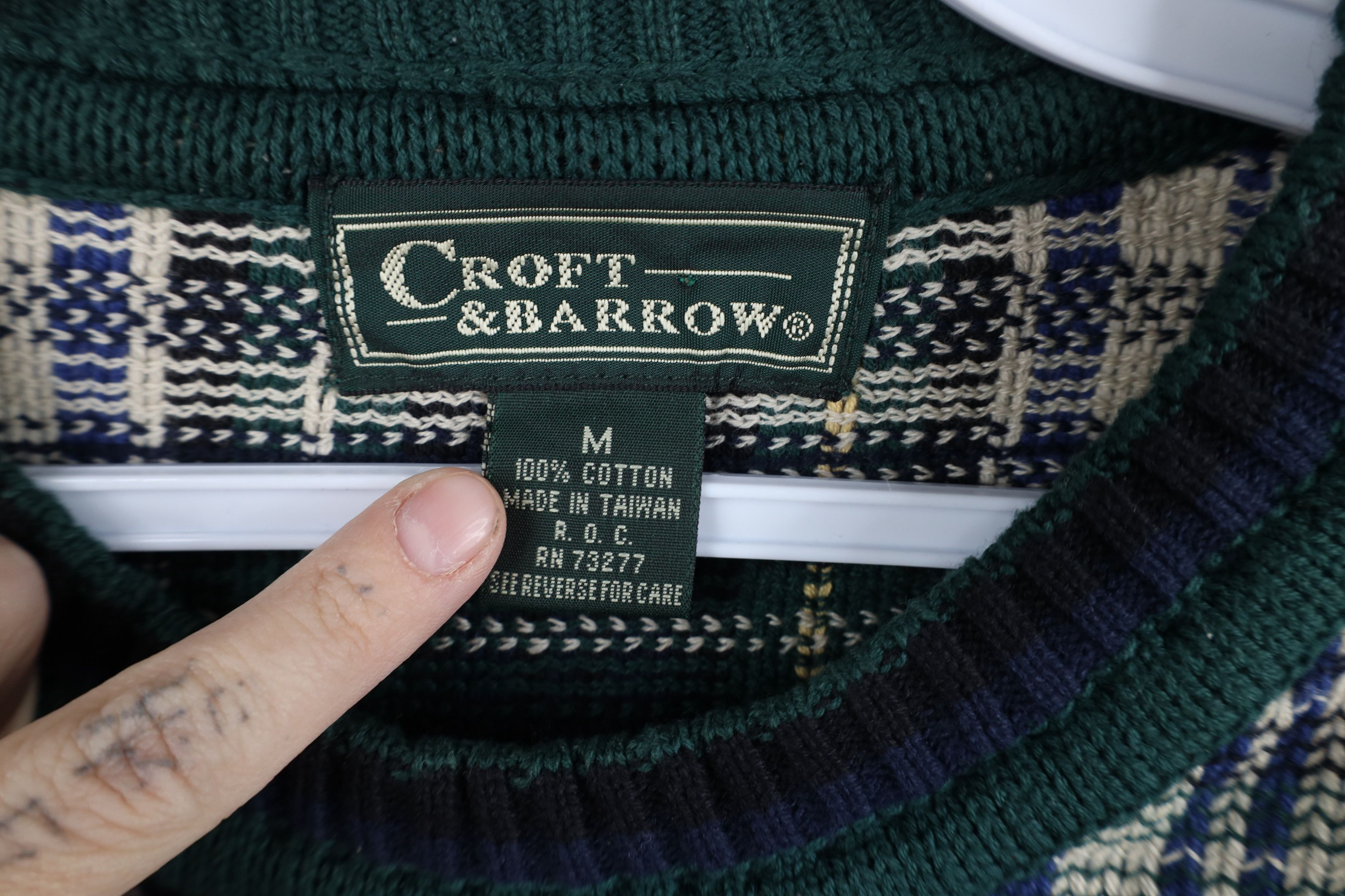 Vintage Vintage 90s Streetwear Cotton Knit Crewneck Sweater Plaid Size US M / EU 48-50 / 2 - 7 Thumbnail