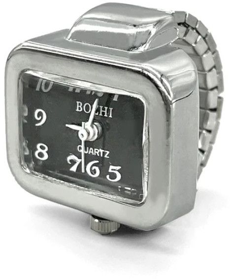 Jewelry y2k 2000s vintage retro silver tone watch ring square face Size ONE SIZE - 4 Thumbnail