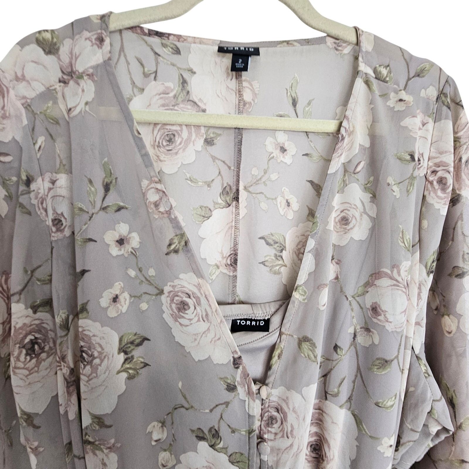 Corridor Torrid Maxi Chiffon Button Front Dress Floral Ruffle Hem 2X Size XXL / US 16-18 / IT 52-54 - 3 Thumbnail