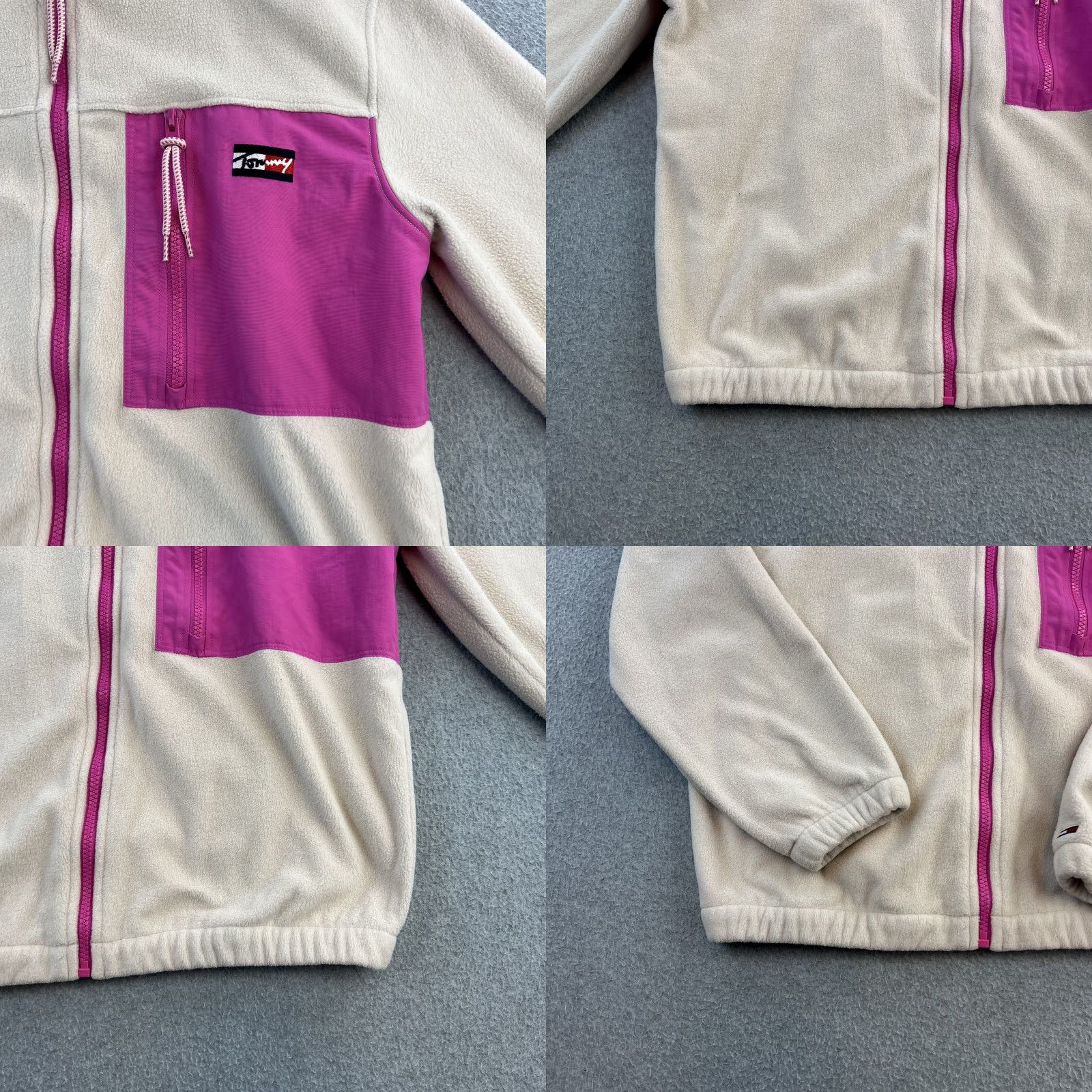 Tommy Hilfiger Tommy Jeans Fleece Jacket Womens XS Beige Pink Full Zip Retro Outdoor Pullover Size XS / US 0-2 / IT 36-38 - 8 Thumbnail