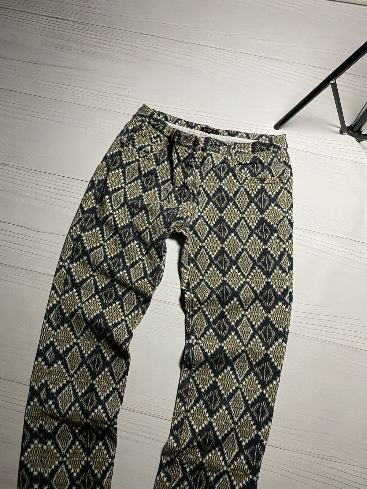 Designer × Etro Etro Jacquard Pattern Diamonds slim fit designer jeans Size 25" / US 0 / IT 36 - 8 Thumbnail