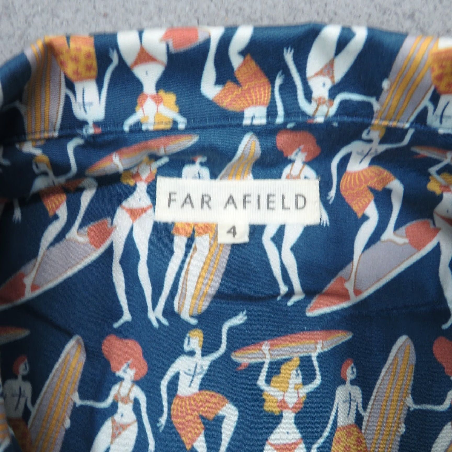 Far Afield Far Afield Shirt Mens 4 (XL) Blue Hawaiian Camp Collar All Over Surfer Surfing Size US S / EU 44-46 / 1 - 4 Thumbnail