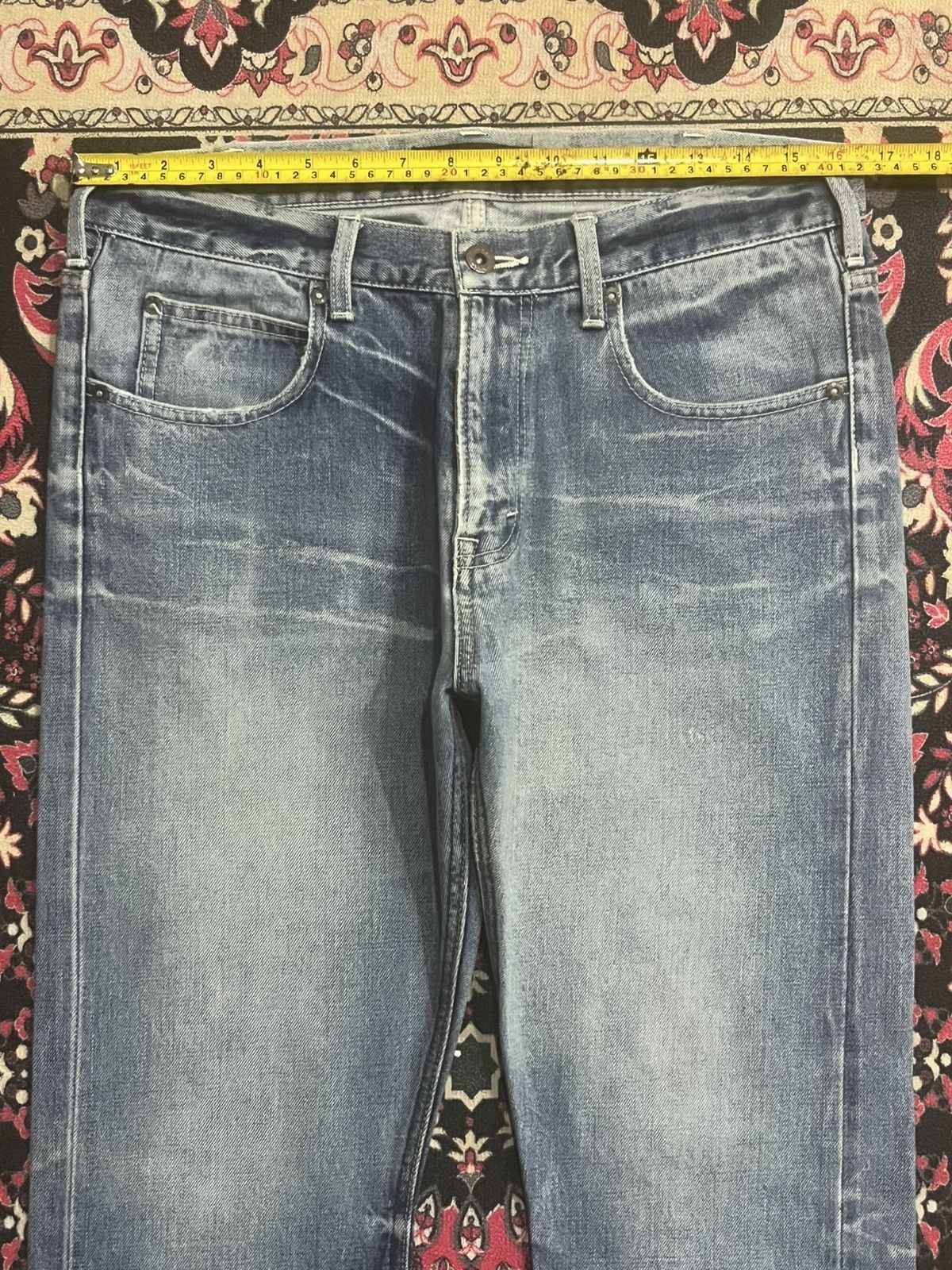 JACKROSE Jackrose X Luv Maison Blue Faded Washed Selvedge Flare Jeans Size US 30 / EU 46 - 14 Thumbnail