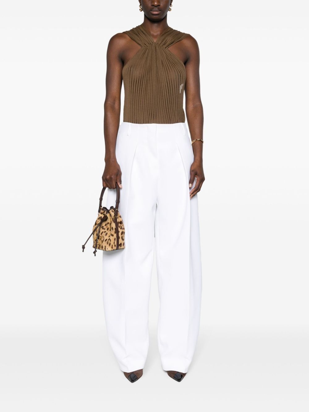 Saint Laurent Paris o1la1rc1a0425 786492 Top Dos Croise Coton Cote Ajou Top Size M / US 6-8 / IT 42-44 - 2 Thumbnail