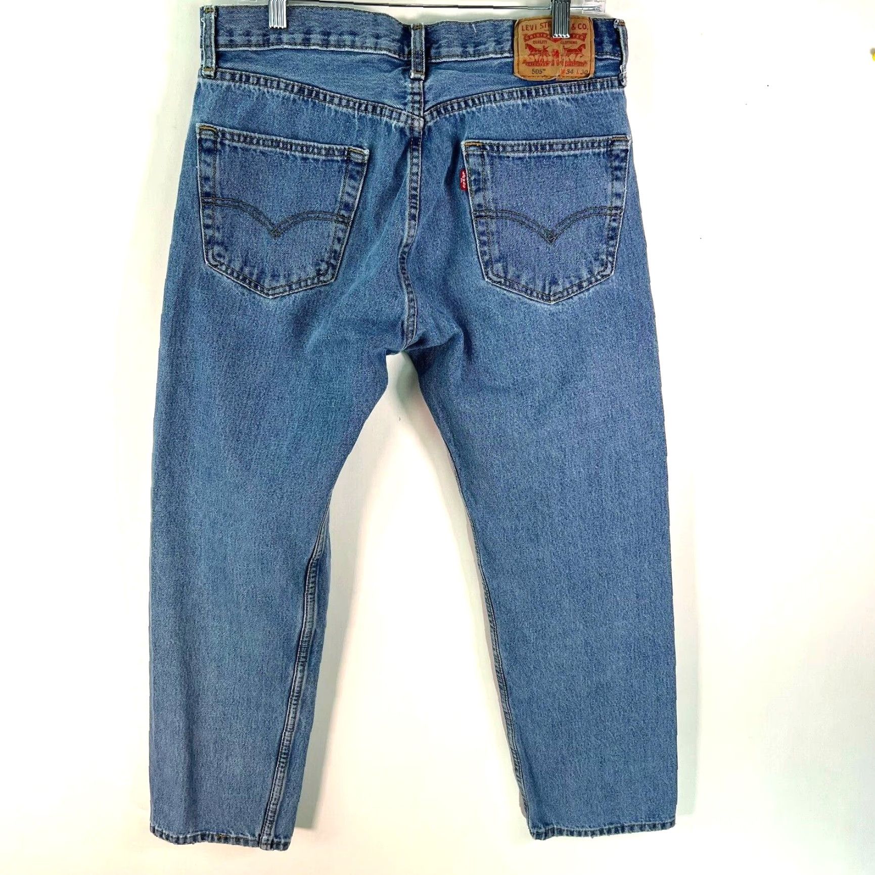 Levi's Levi's Levi Strauss & Co. 505 Jeans Mens 34x30 Blue Denim Straight Leg 5-Pocket Regular Fit Size 34 X 30 Mens Blues Jeans 505 Model 505 Classic Size US 34 / EU 50 - 2 Thumbnail