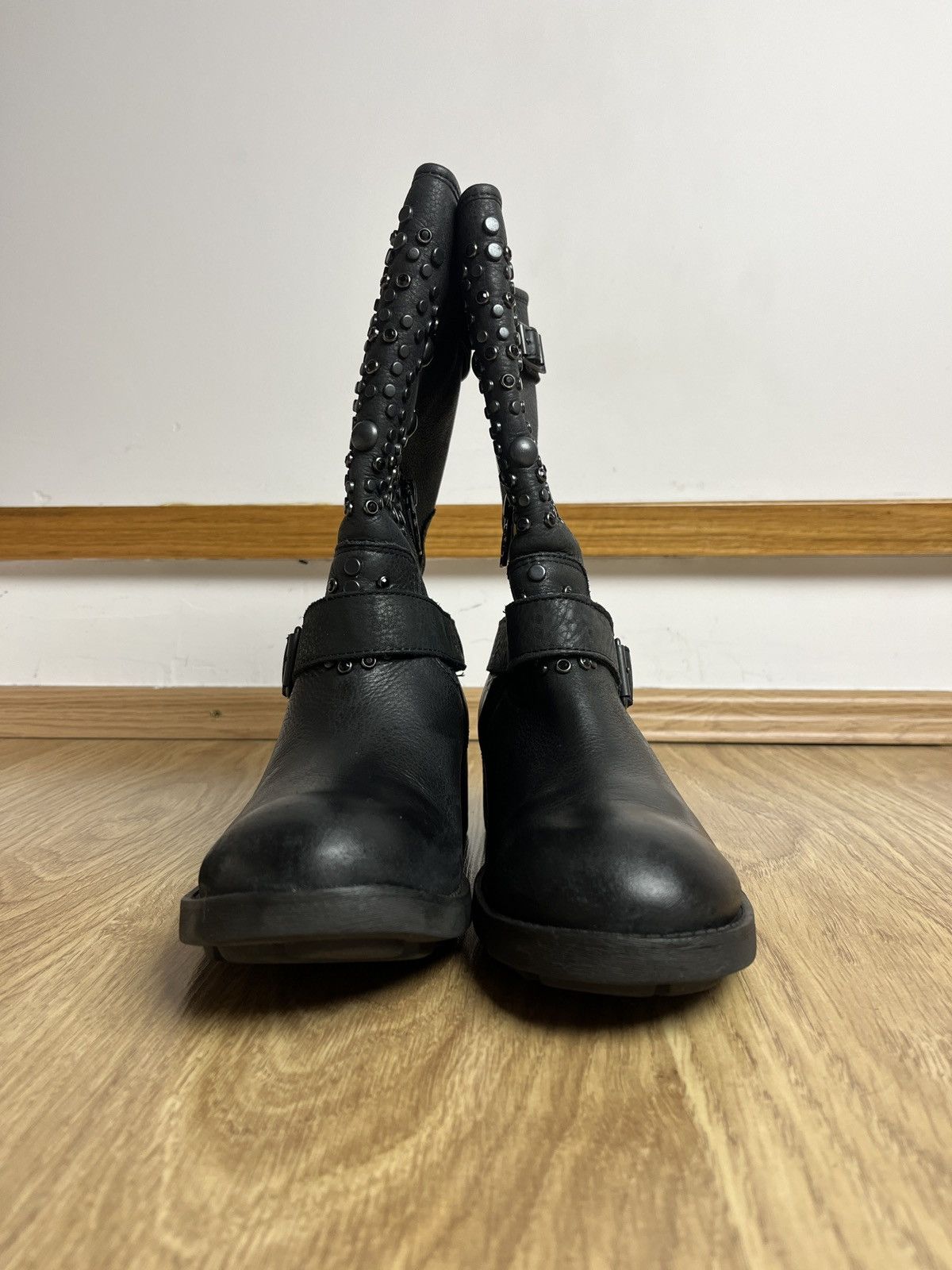 ASH ASH Black Leather Studded Biker Moto Boots Avant-Garde Size US 8 / IT 38 - 2 Thumbnail