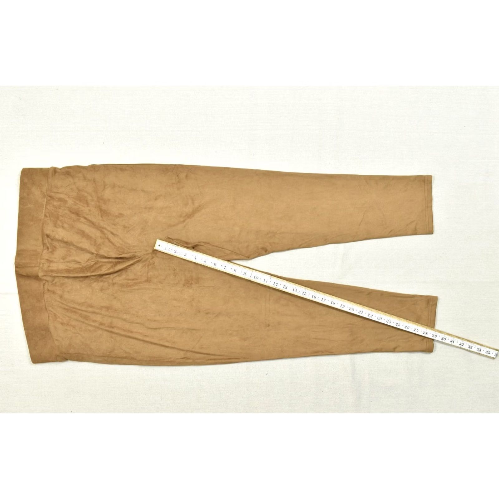 Vintage VINTAGE? Seven7 Women XXL Faux Suede Pull On Leggings Camel Brown Black? Size 40" / US 18 - 3 Thumbnail
