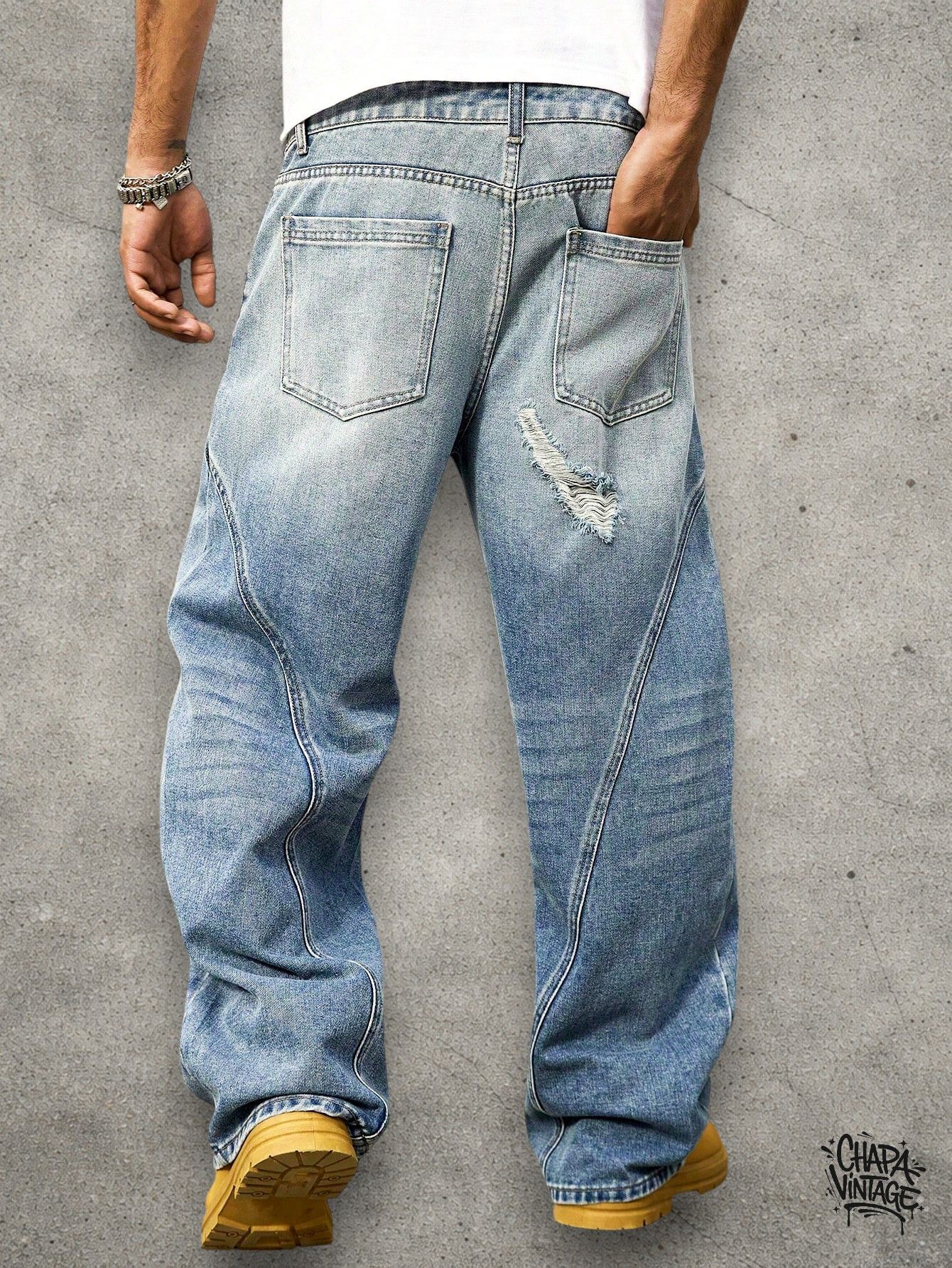 Japanese Brand Distressed ripped jeans Size US 32 / EU 48 - 3 Thumbnail