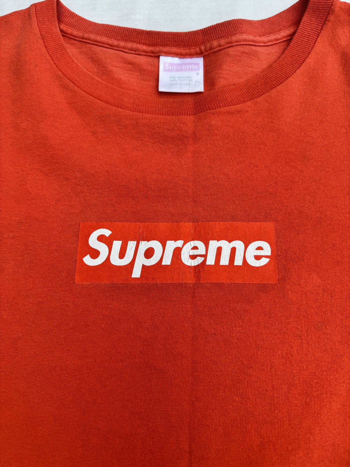 Supreme Orange Box Logo Tee | Grailed