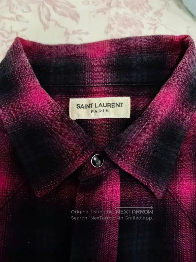 Saint Laurent Paris Saint Laurent Red Black Plaid Long Sleeve Shirt. Size US M / EU 48-50 / 2 - 3 Thumbnail