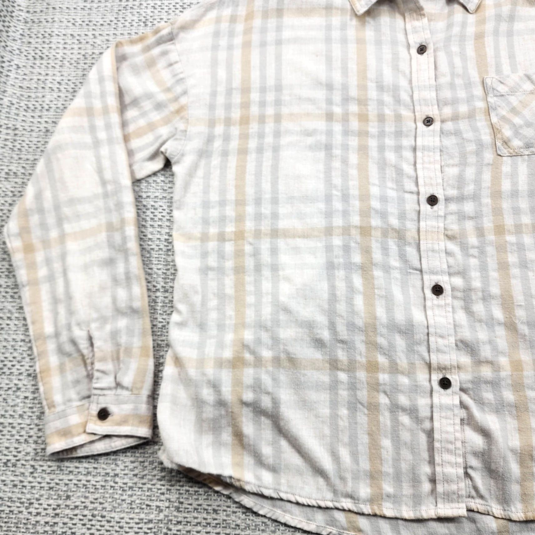 Prana prAna Shirt Womens XL Tan Gray Plaid Flannel Button Down Long Sleeve Organic Size XL / US 12-14 / IT 48-50 - 3 Thumbnail