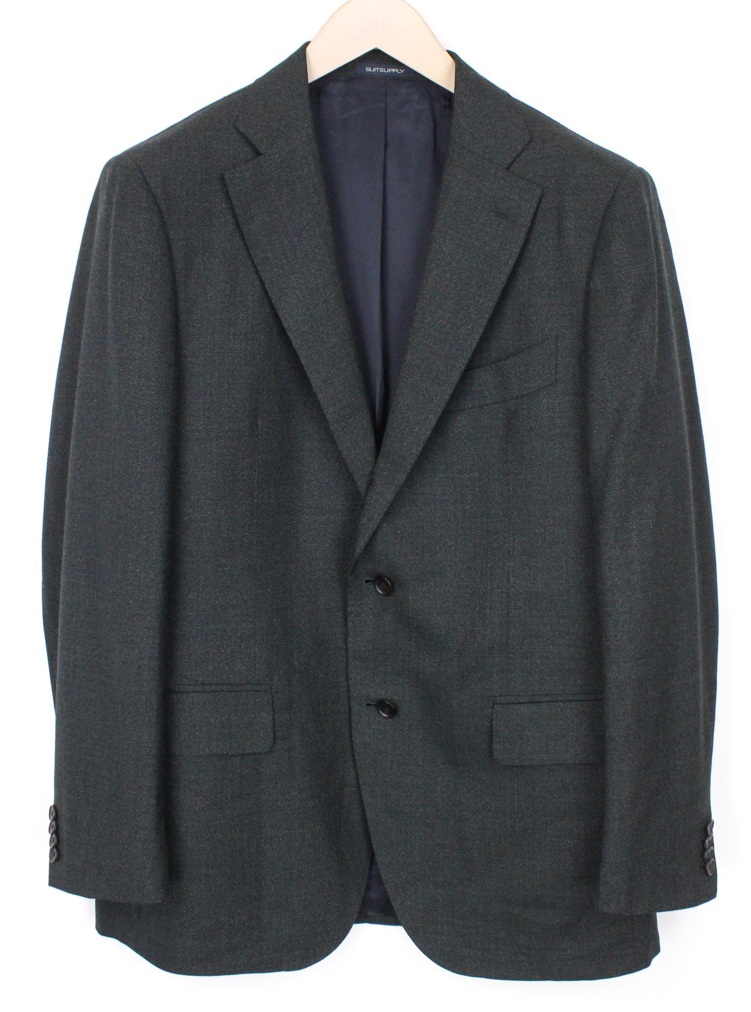 image of Suitsupply Lazio Uk44R Dark Grey Melange Slim Wool S110 Blazer 71474, Men's