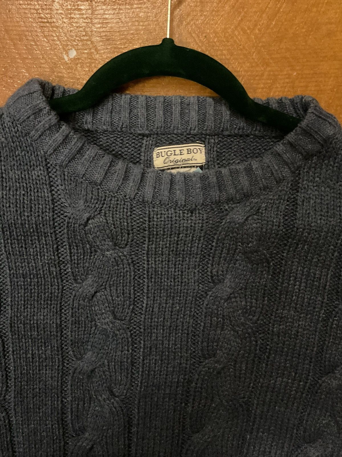 Bugle Boy Bugle Boy Men's Blue Cable Knit Crewneck Sweater Size US XL / EU 56 / 4 - 6 Thumbnail