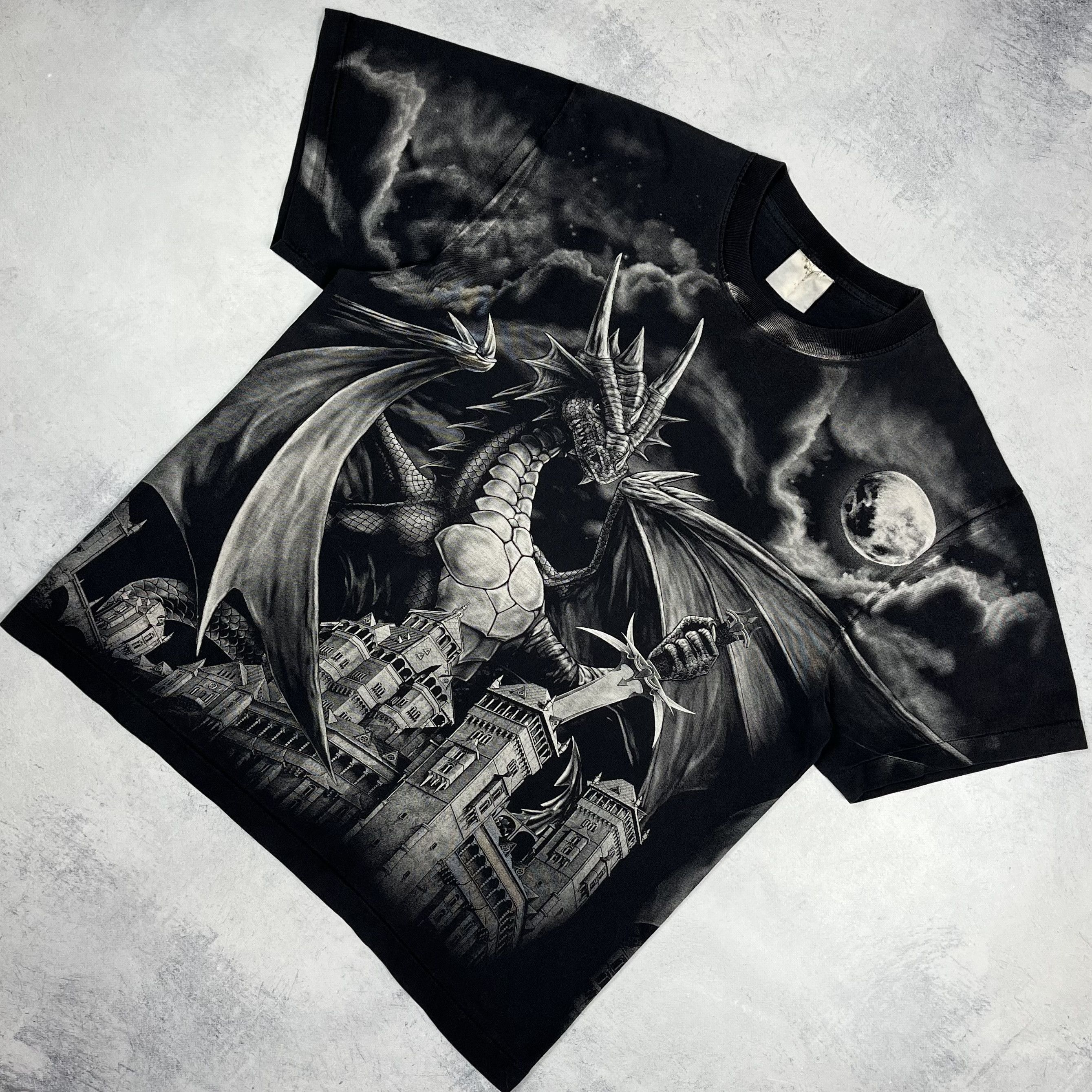 Vintage Vintage Dragon All Over Print T Shirt 1990’s Size US XL / EU 56 / 4 - 1 Thumbnail