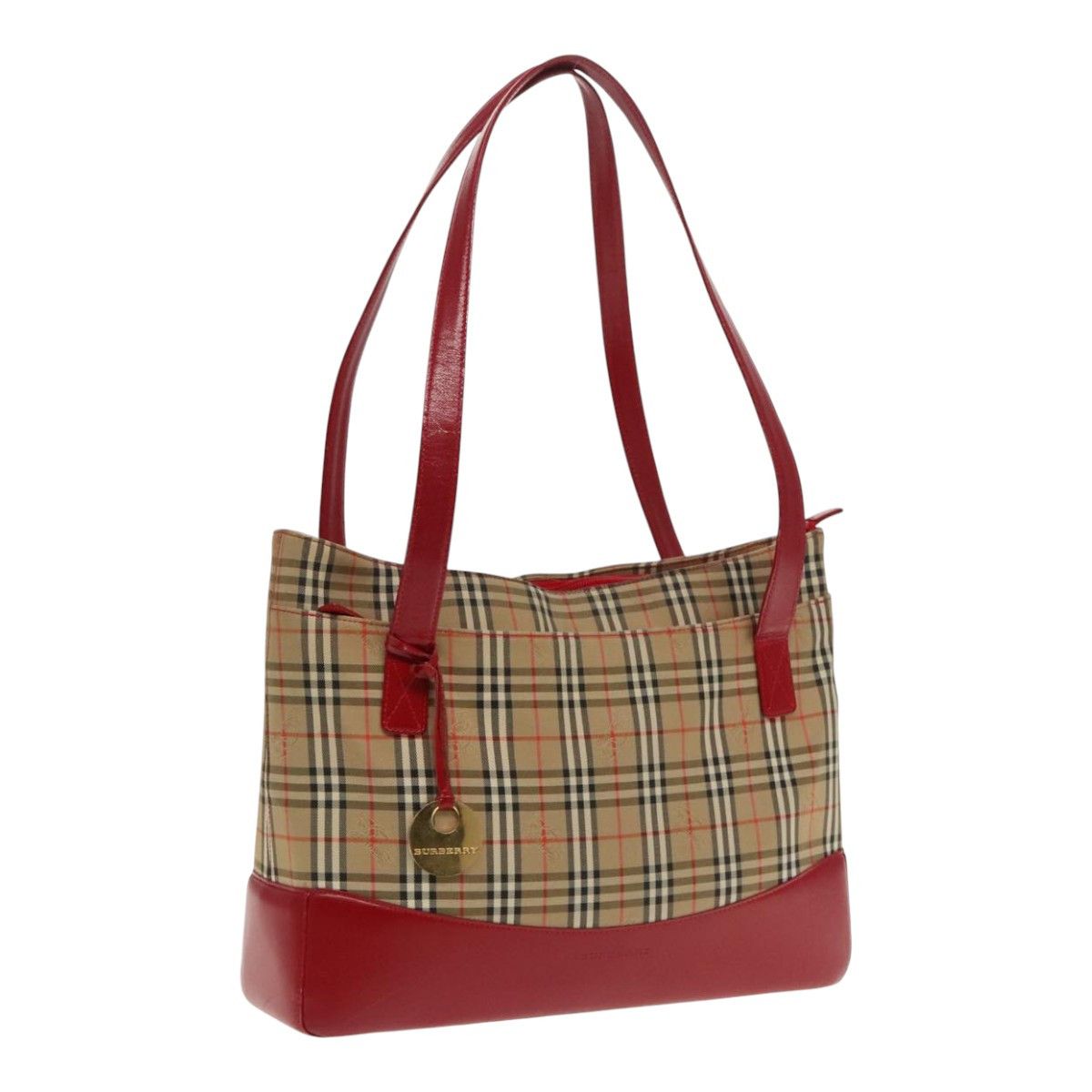 Burberry Nova Check Red Canvas Tote Bag (Pre-Owned) Size ONE SIZE - 1 Thumbnail