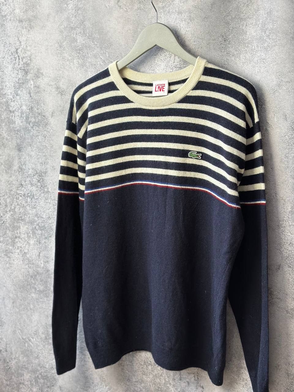 Lacoste Lacoste Live 7 Wool Knit Striped Vintage Sweater Crew Neck Size US XXL / EU 58 / 5 - 1 Thumbnail