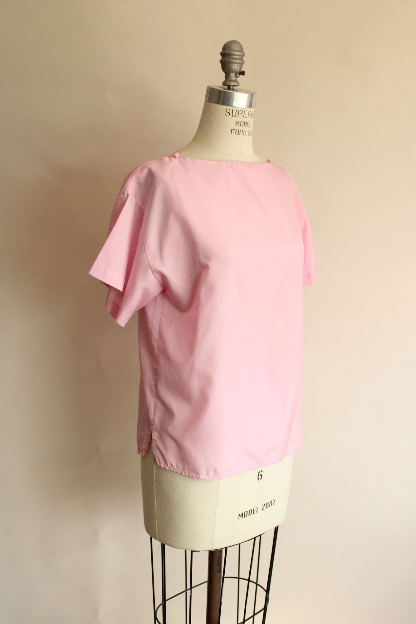 Vintage Vintage 1990s Blouse, Pink Shirt with Buttons at Shoulder, G Size M / US 6-8 / IT 42-44 - 5 Thumbnail