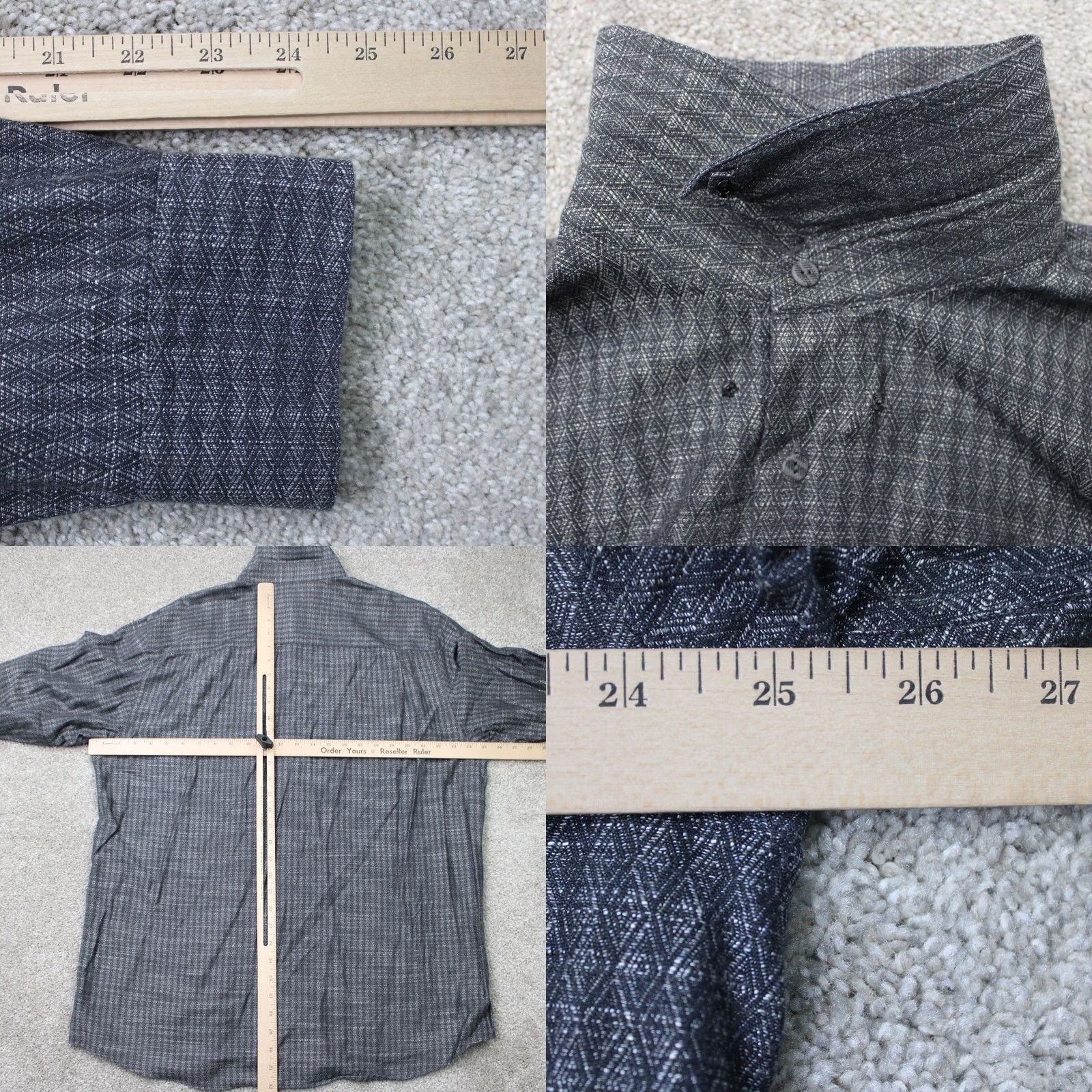 Vintage Jhane Barnes Shirt Mens XL Gray Geometric Cotton/Rayon Long Sleeve Button-Down Collar Size US XL / EU 56 / 4 - 8 Thumbnail