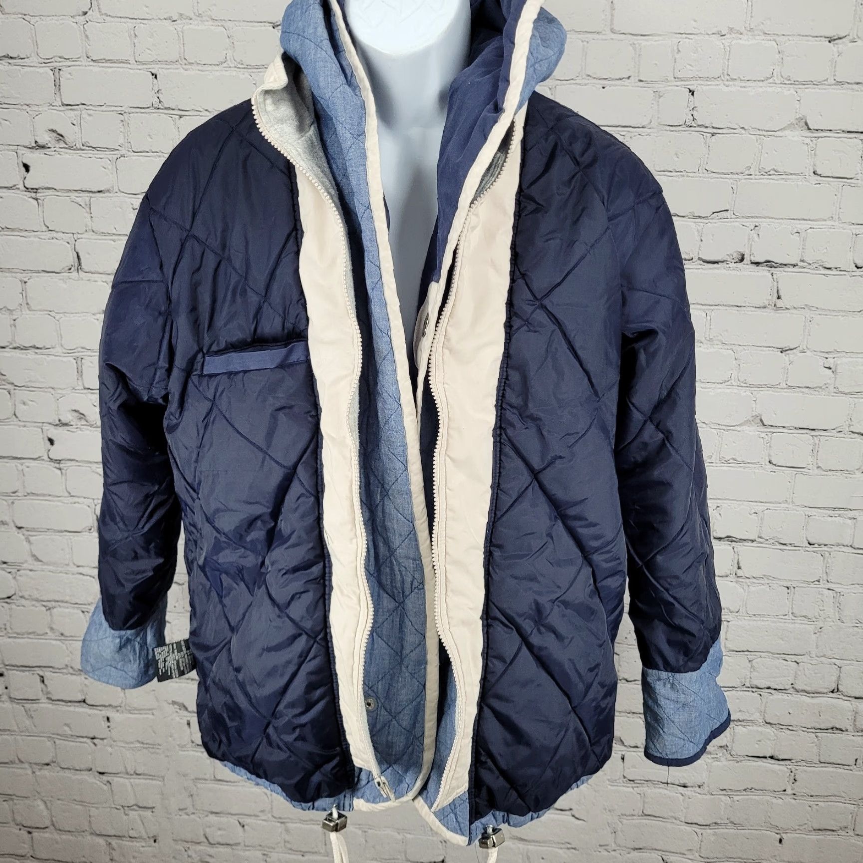 Vintage VINTAGE Andy Johns Blue Retro Hooded Insulated Quilted Layered Jacket Size Medium M Size M / US 6-8 / IT 42-44 - 7 Thumbnail
