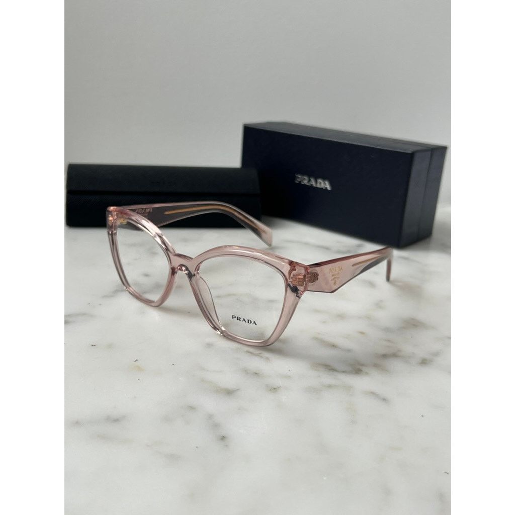 Prada NEW Prada PR20V Eyeglasses Frames in Peach Pink Transparent Size ONE SIZE - 3 Thumbnail