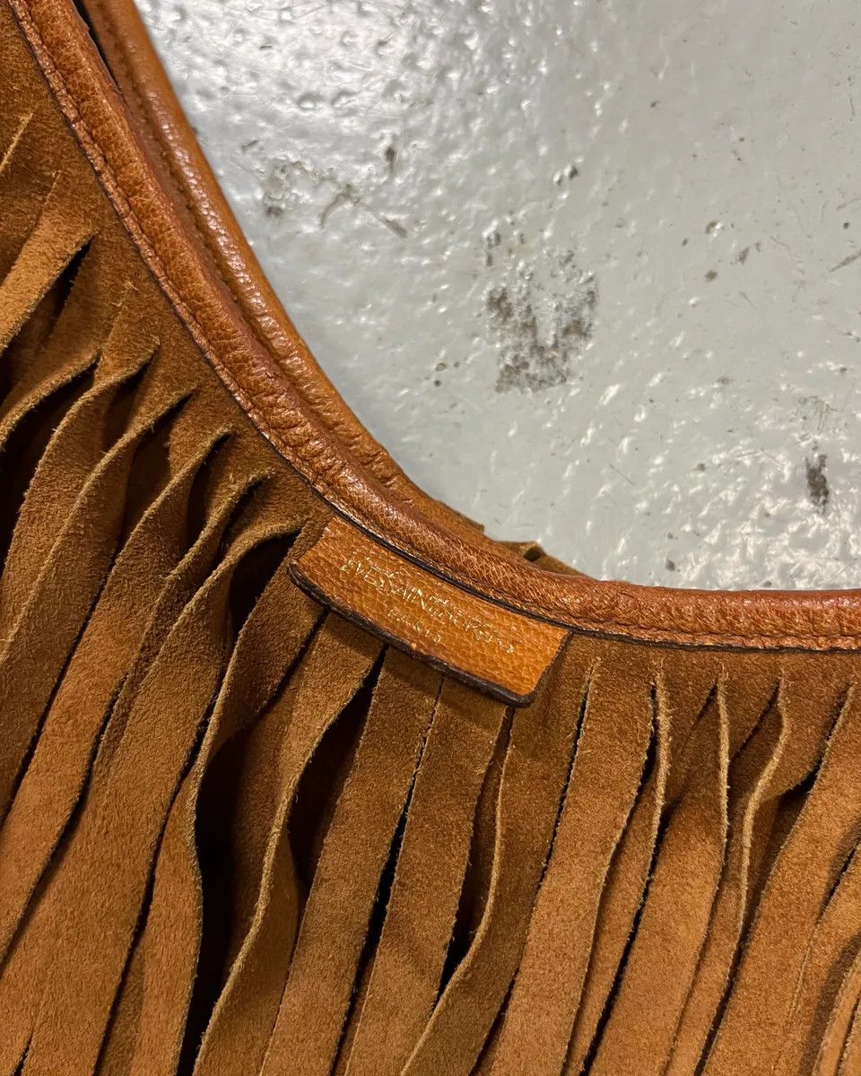 Yves Saint Laurent Yves Saint Laurent Camel Suede Layered Fringe Hobo Bag Size ONE SIZE - 8 Thumbnail