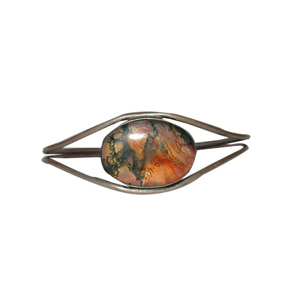 Designer Sterling Silver Moss Agate Cuff Bracelet Size ONE SIZE - 1 Thumbnail