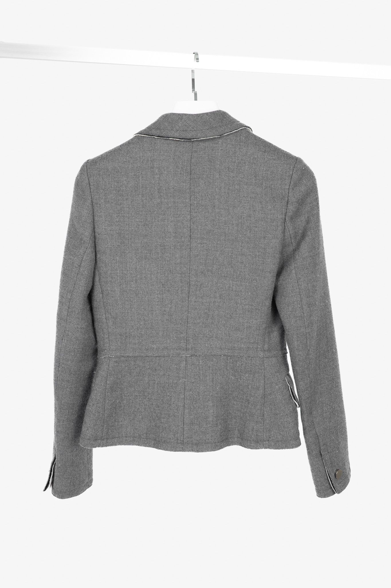Prada Prada Grey Wool Raw-Edge Tailored Jacket Size M / US 6-8 / IT 42-44 - 2 Thumbnail