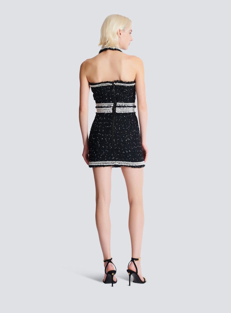 Balmain o1s1wg110526 Embroidered Polka-Dot Tweed Skirt in Black Size 26" / US 2 / IT 38 - 4 Thumbnail
