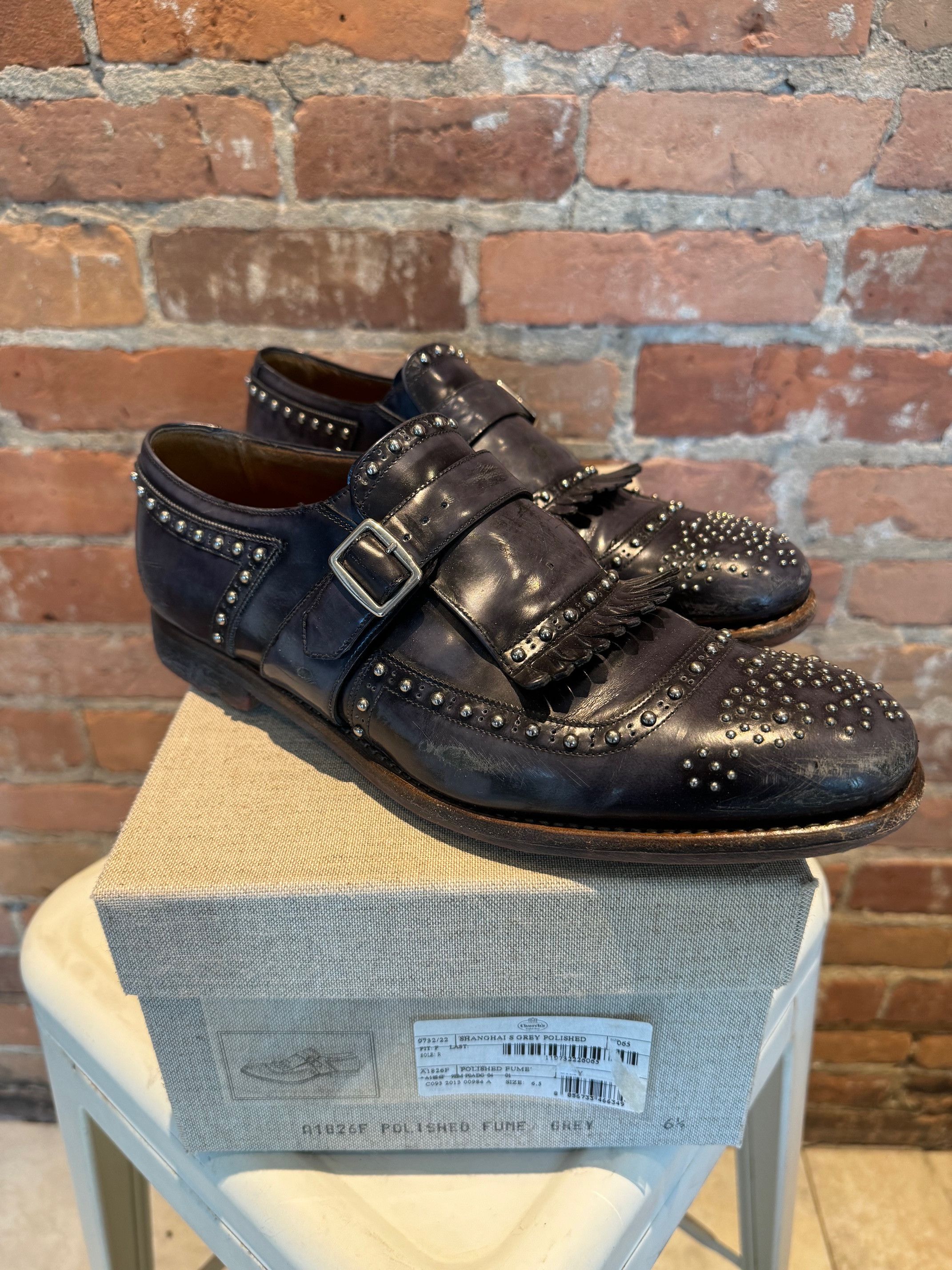 Church's Church’s Shanghai 8 Studded Monk Strap Polished Fumé Size US 8 / EU 41 - 4 Thumbnail